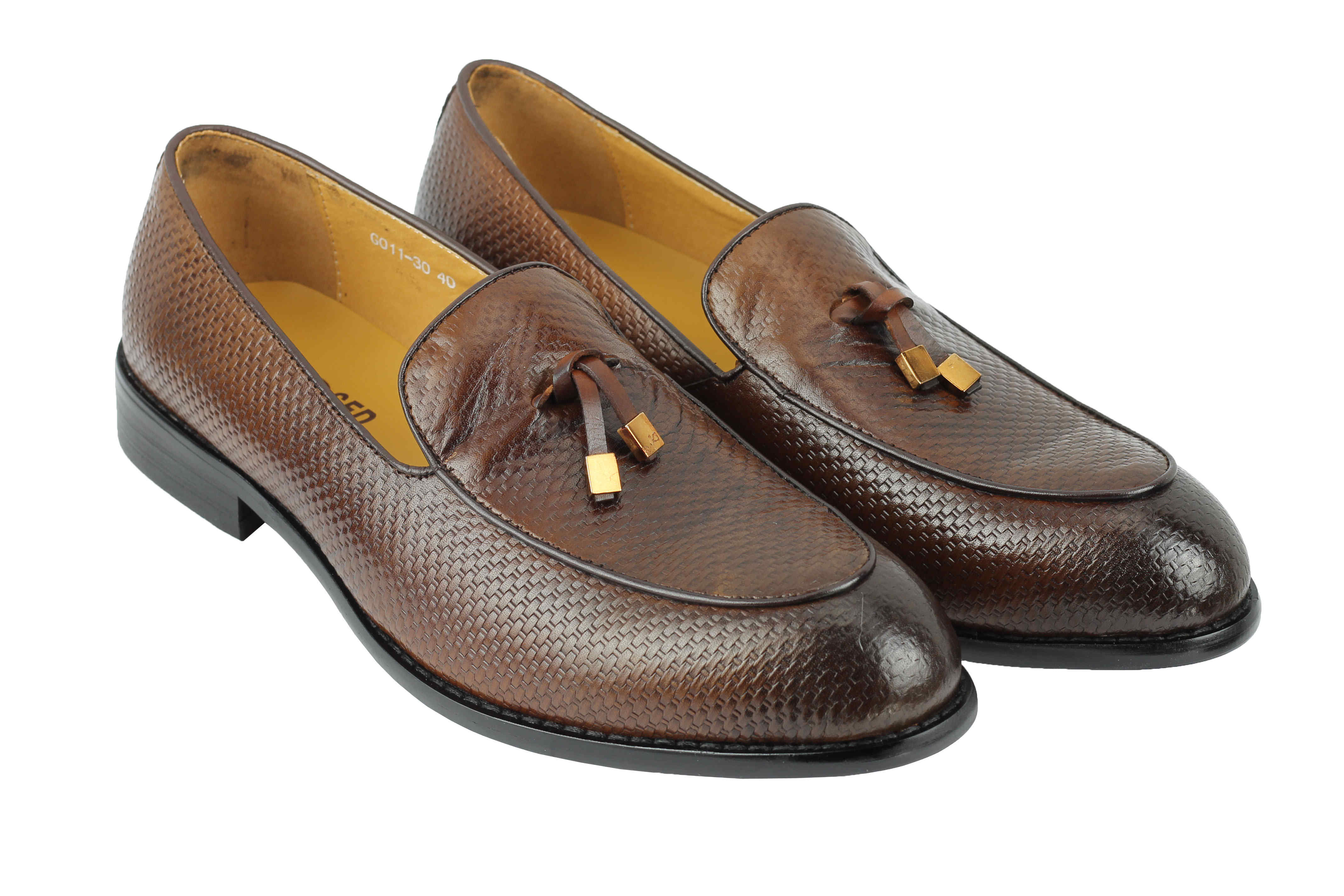 Mens Vintage Patent Polished Real Leather Black Brown Tassel Loafers ...