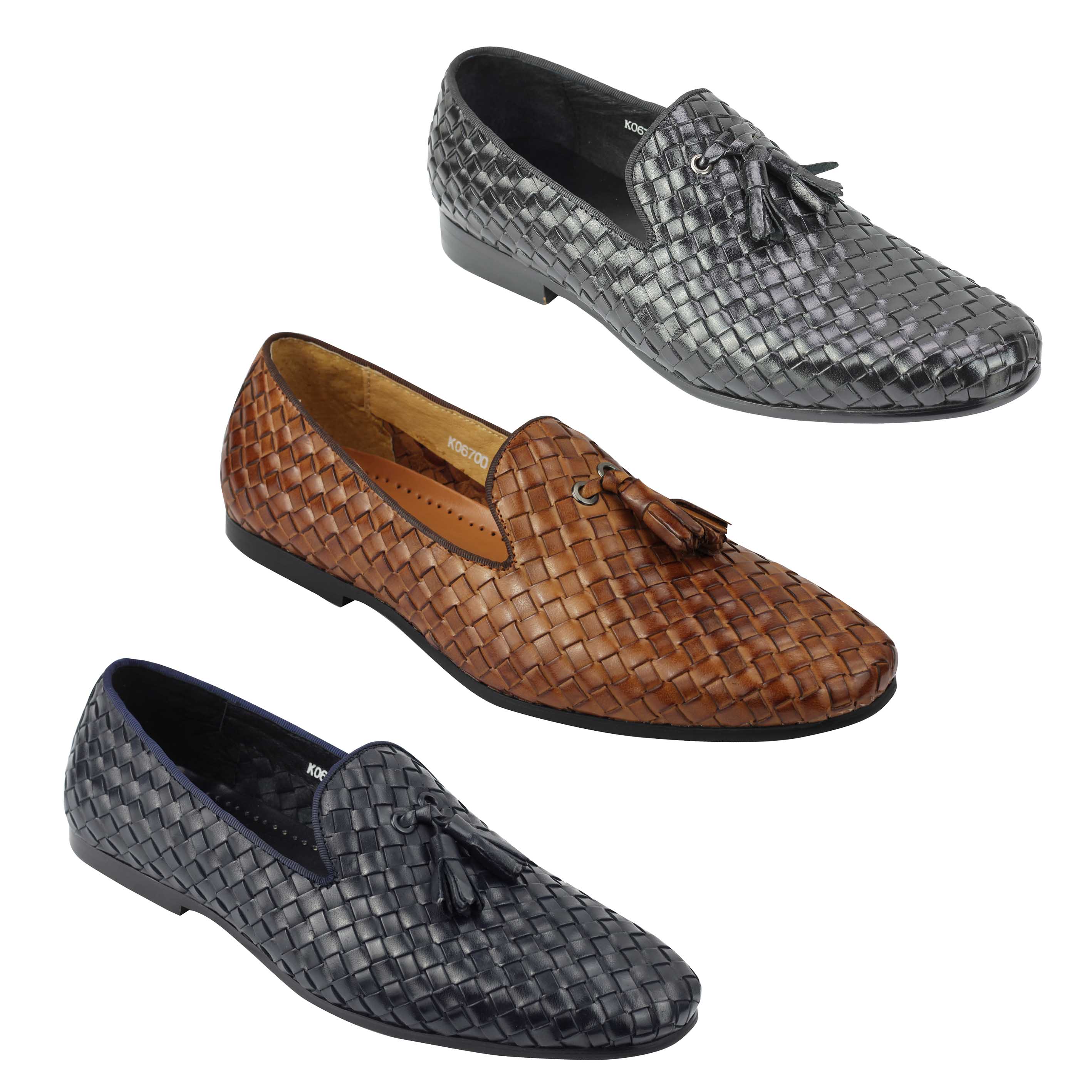 mens leather weave loafers