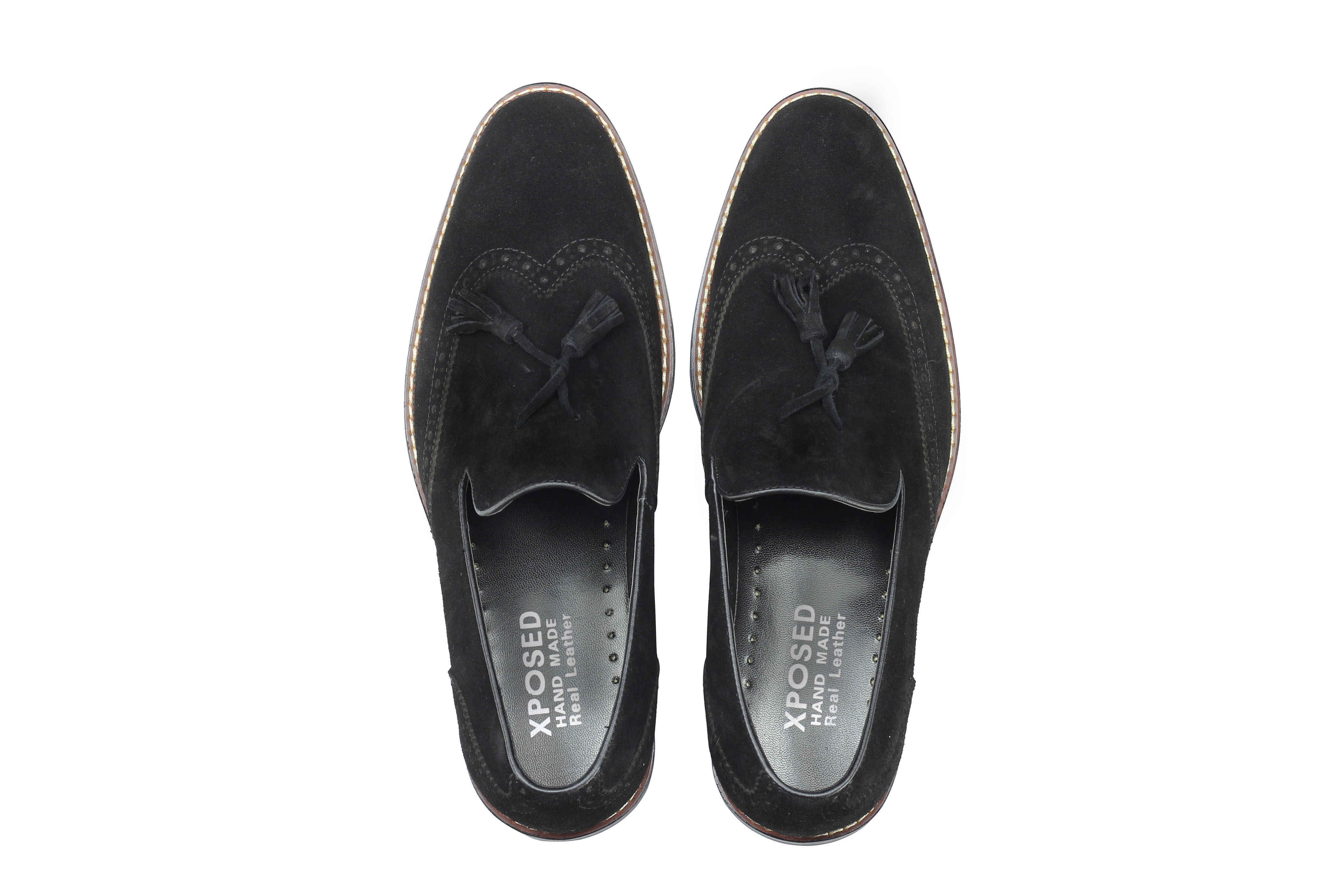 Para hombres Cuero Gamuza Retro 100% Real PENNY Mocasines Vintage Borla Zapatos Negro Bronceado 