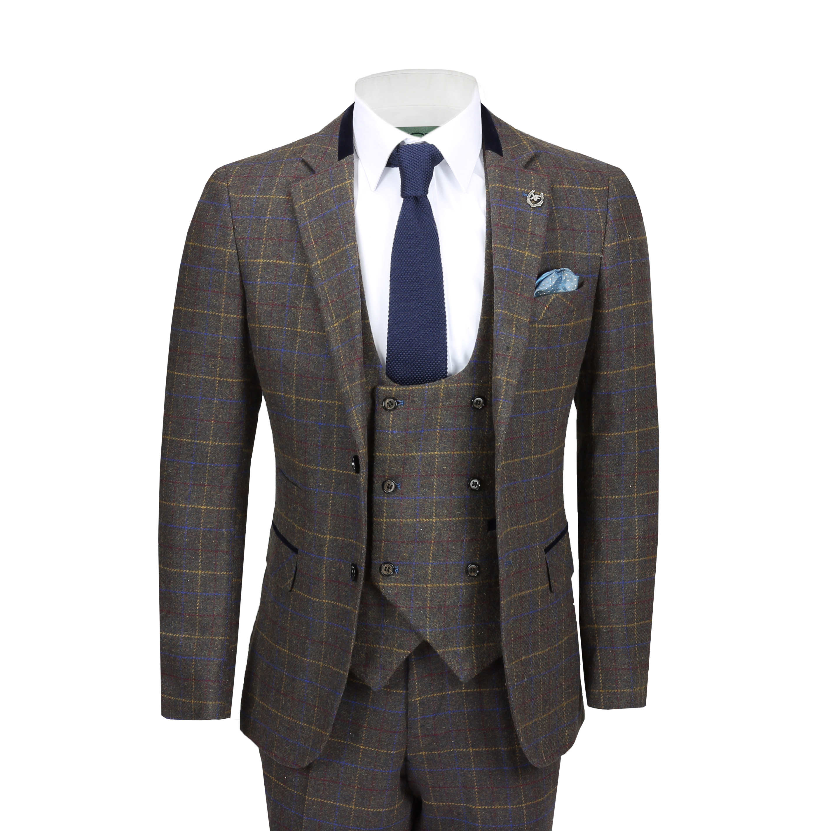 Mens 3 Piece Tweed Check Suit Ash Brown Separately Sold Blazer ...
