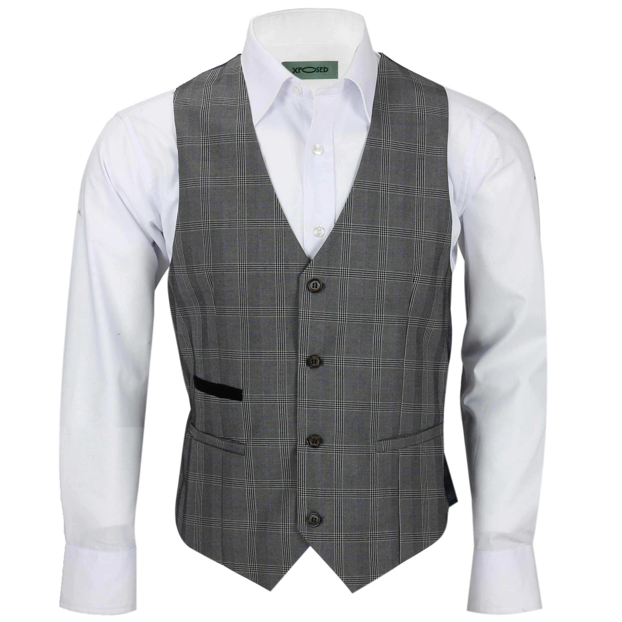 Hommes 3 Pièce Costume Carreaux Gris Style Vintage Coupe Ajustée Blazer Gilet Pantalon Ebay