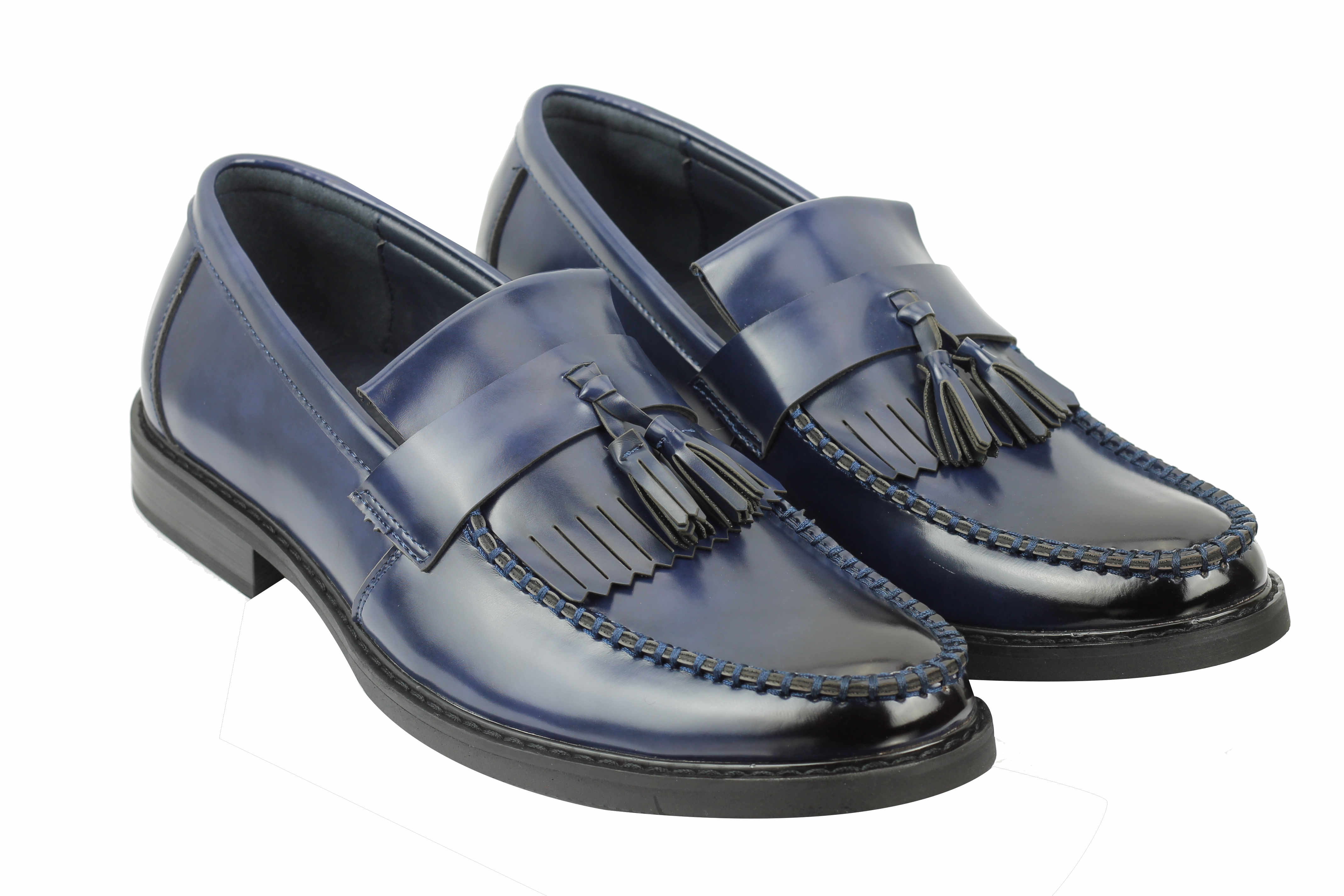 Mens Vintage Style Polished Faux Leather Tassel Loafers Retro MOD Shoes | eBay