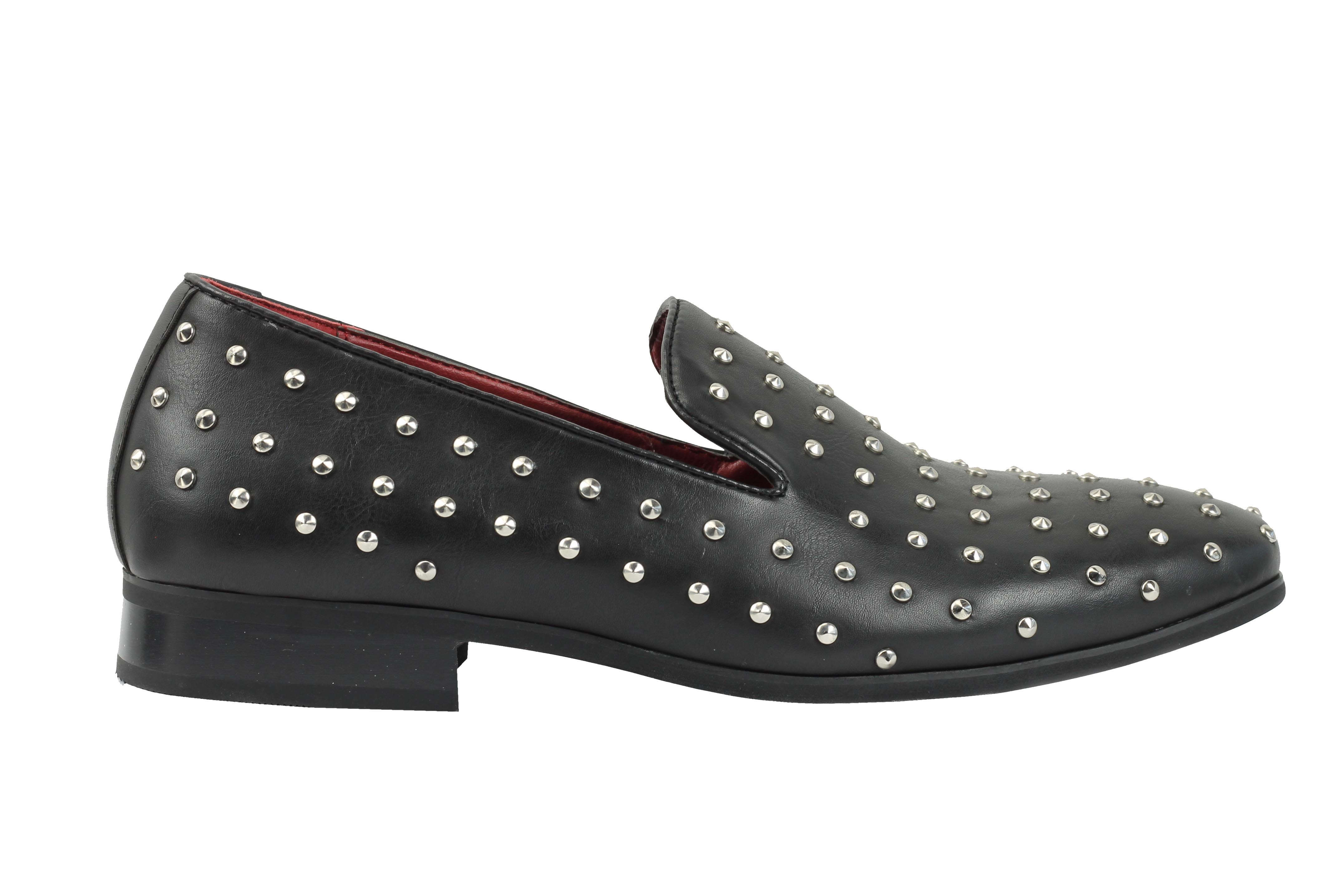 Mens Leather Lined Metal Studded Spiked Designer Style Loafers Smart ...