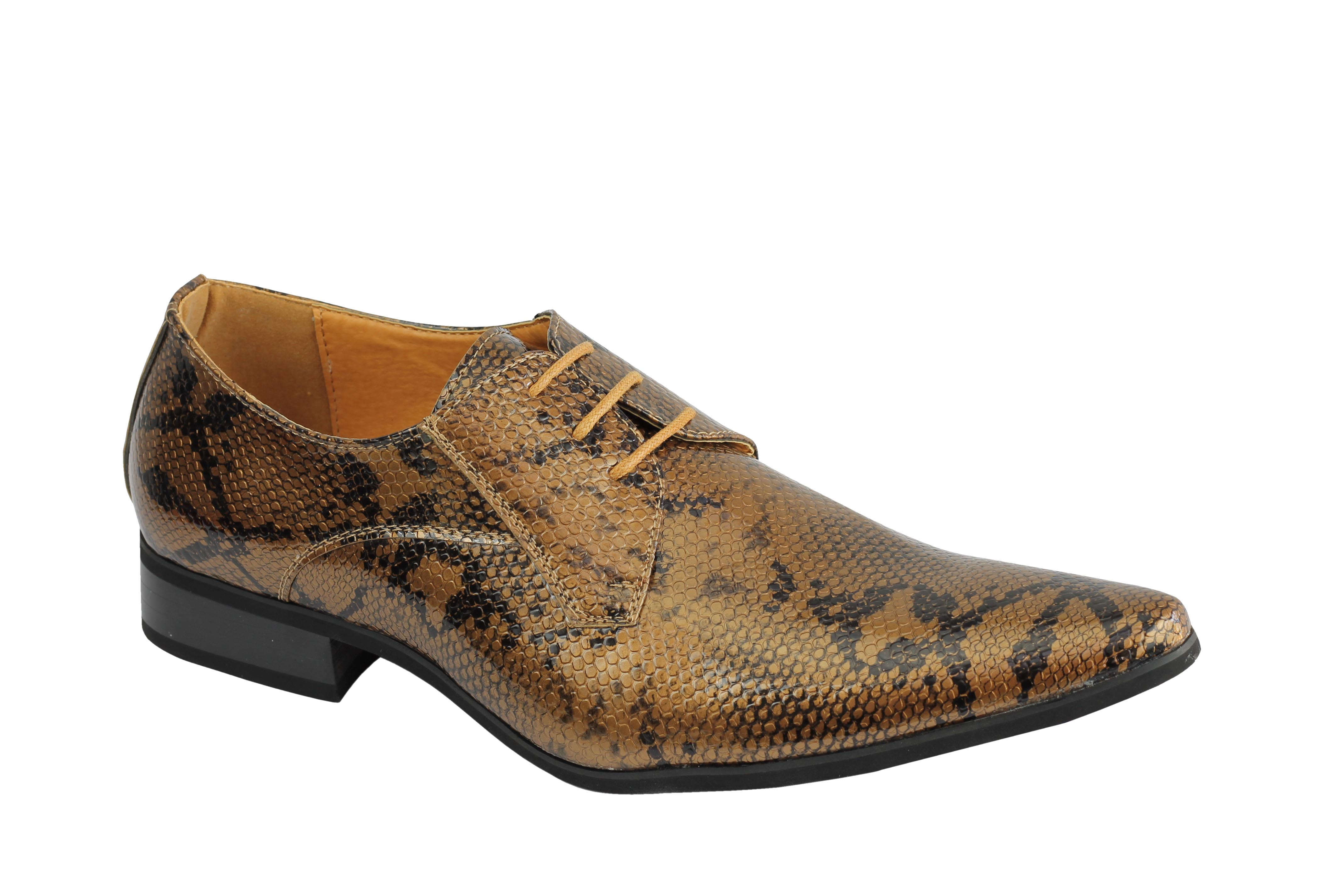 Mens Vintage Snakeskin Print Shiny Leather Tassel Loafers Smart Casual MOD Shoes 