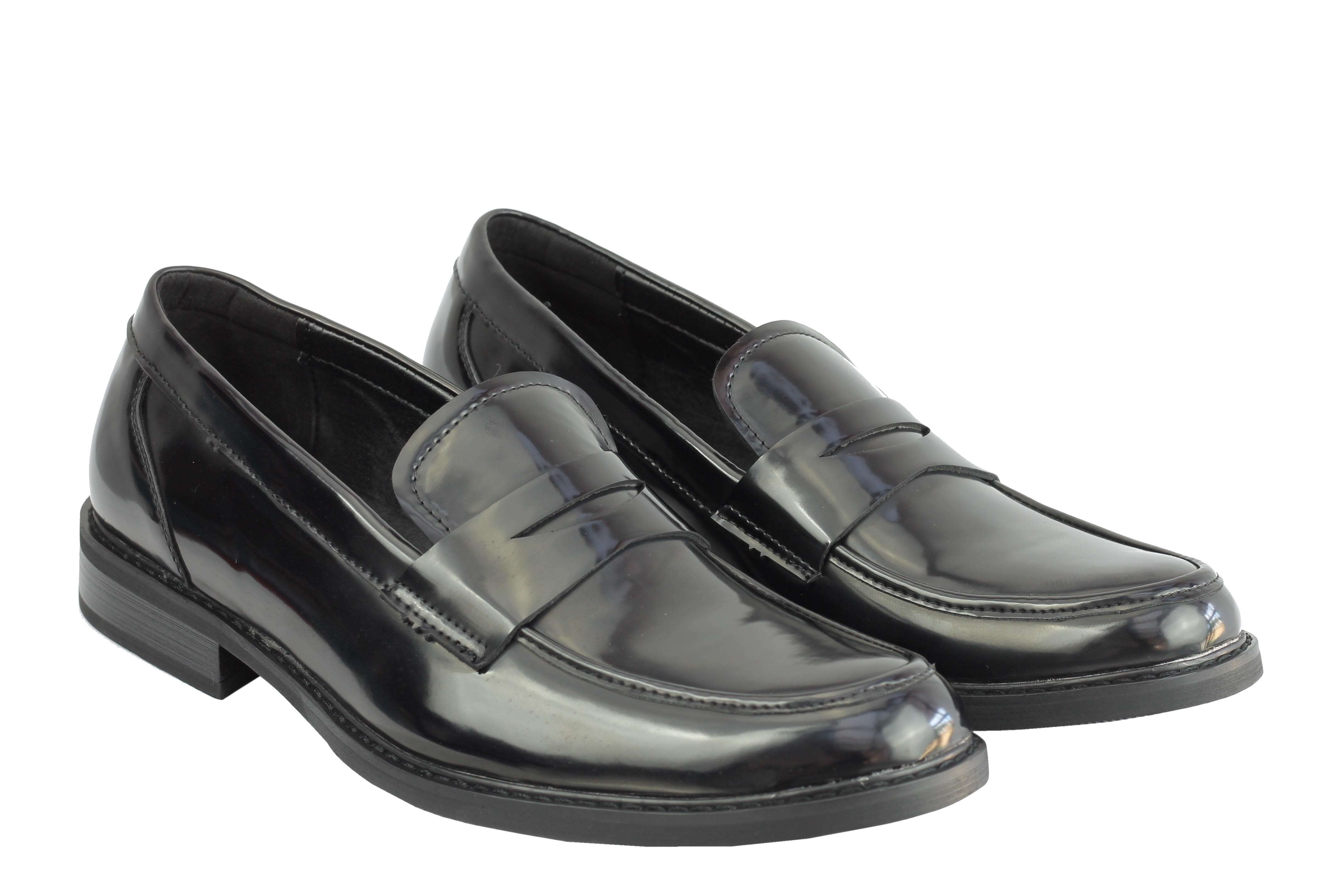 Mens Vintage Retro Polished Leather Lined Smart Casual Penny Loafers ...