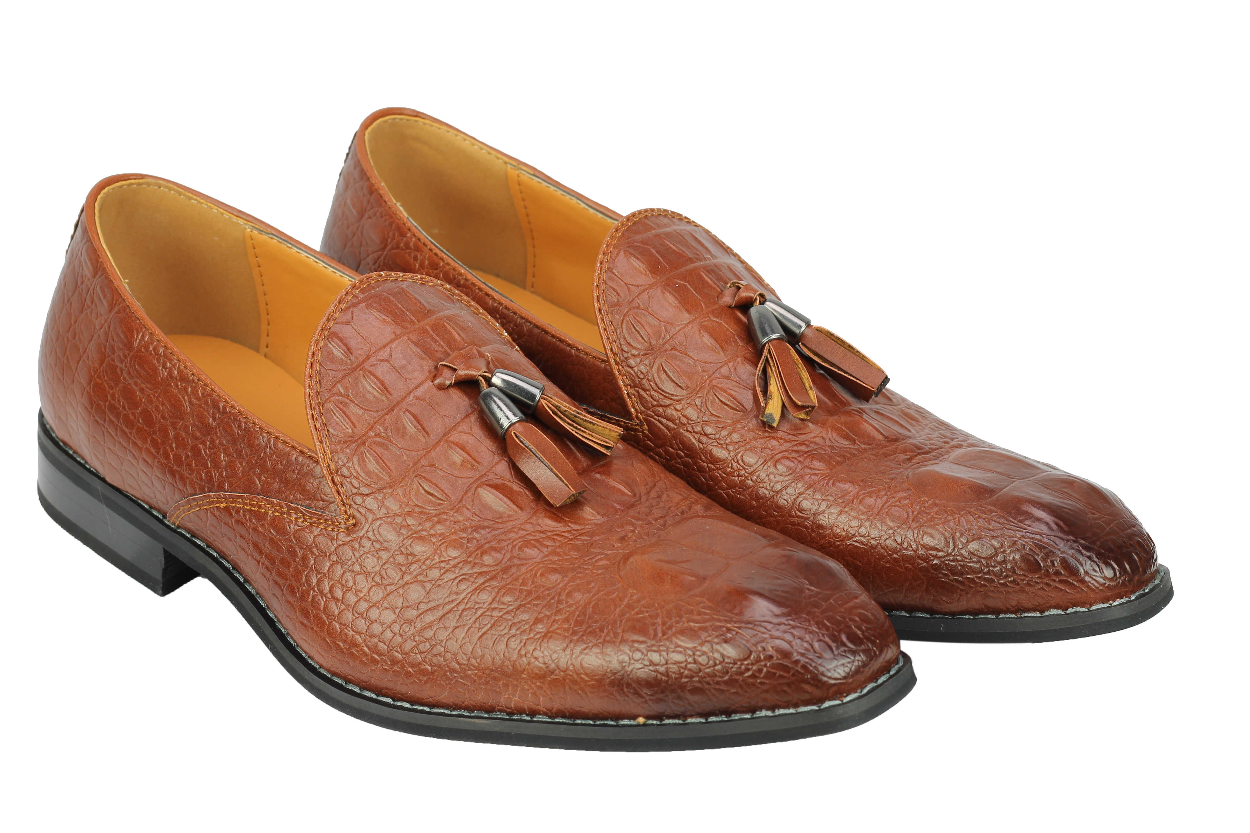 Mens Vintage Style Tassel Loafers Snake Print Leather Lined Slip on ...