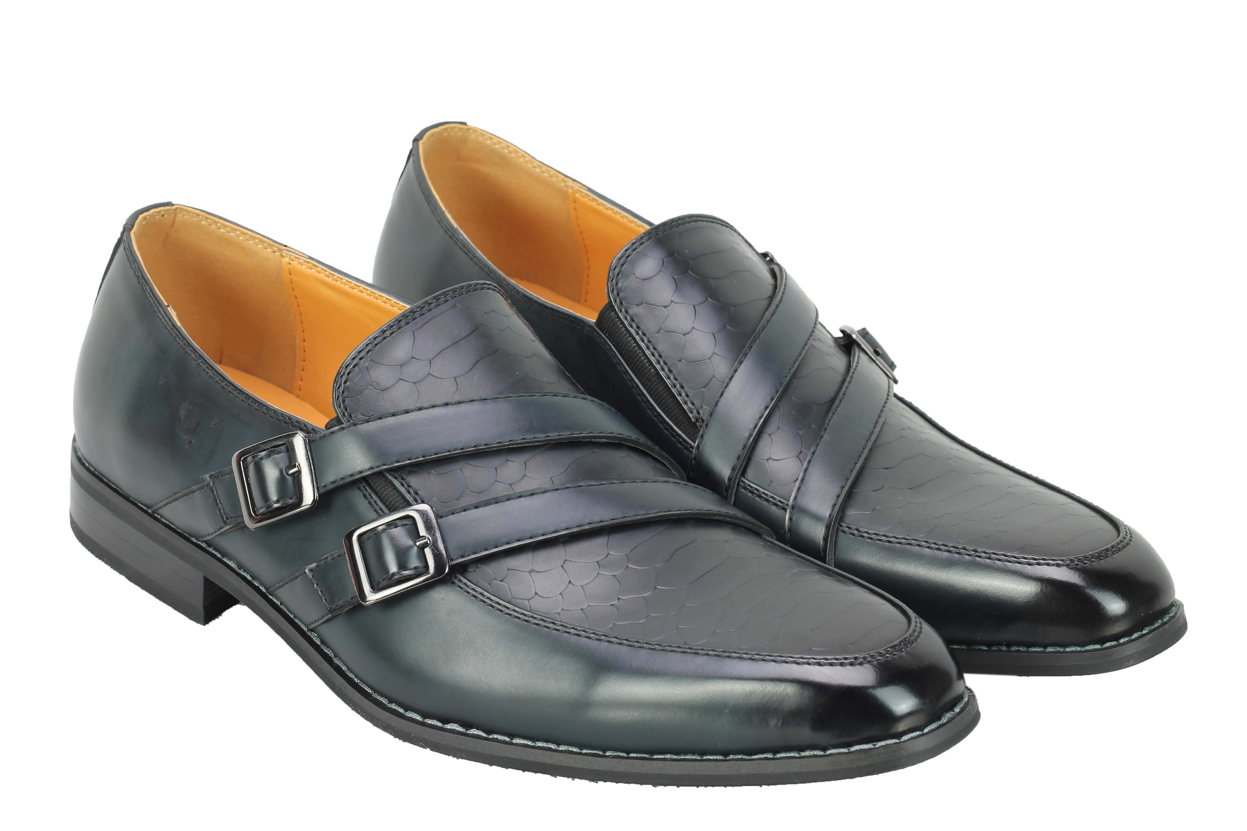 New Mens Faux Leather Italian Designer Monk Strap Smart Casual Slip on Loafer Shoes UK Size 