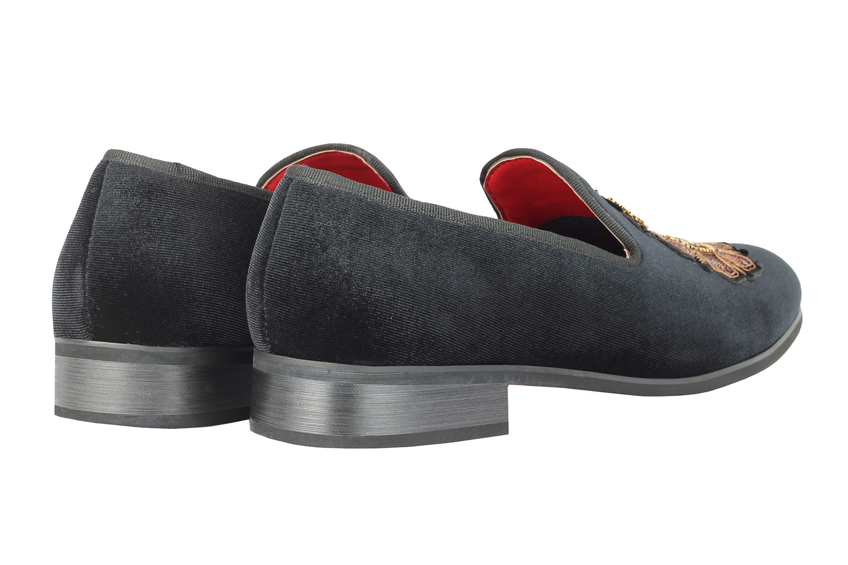 Mens Velvet Loafers Bee & Crown Embroidered Vintage Dress Shoes Slip on  Slippers