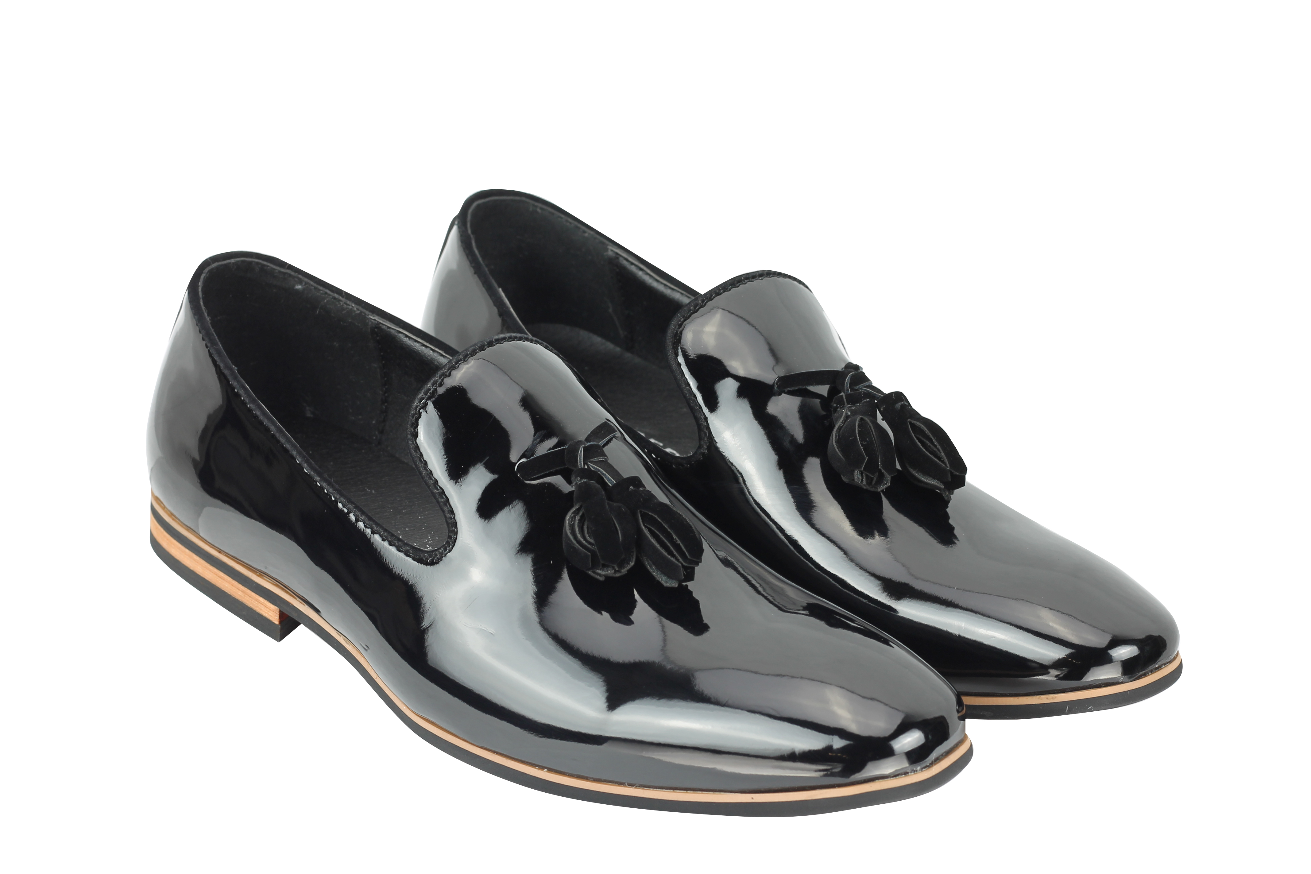 shiny black slip on shoes