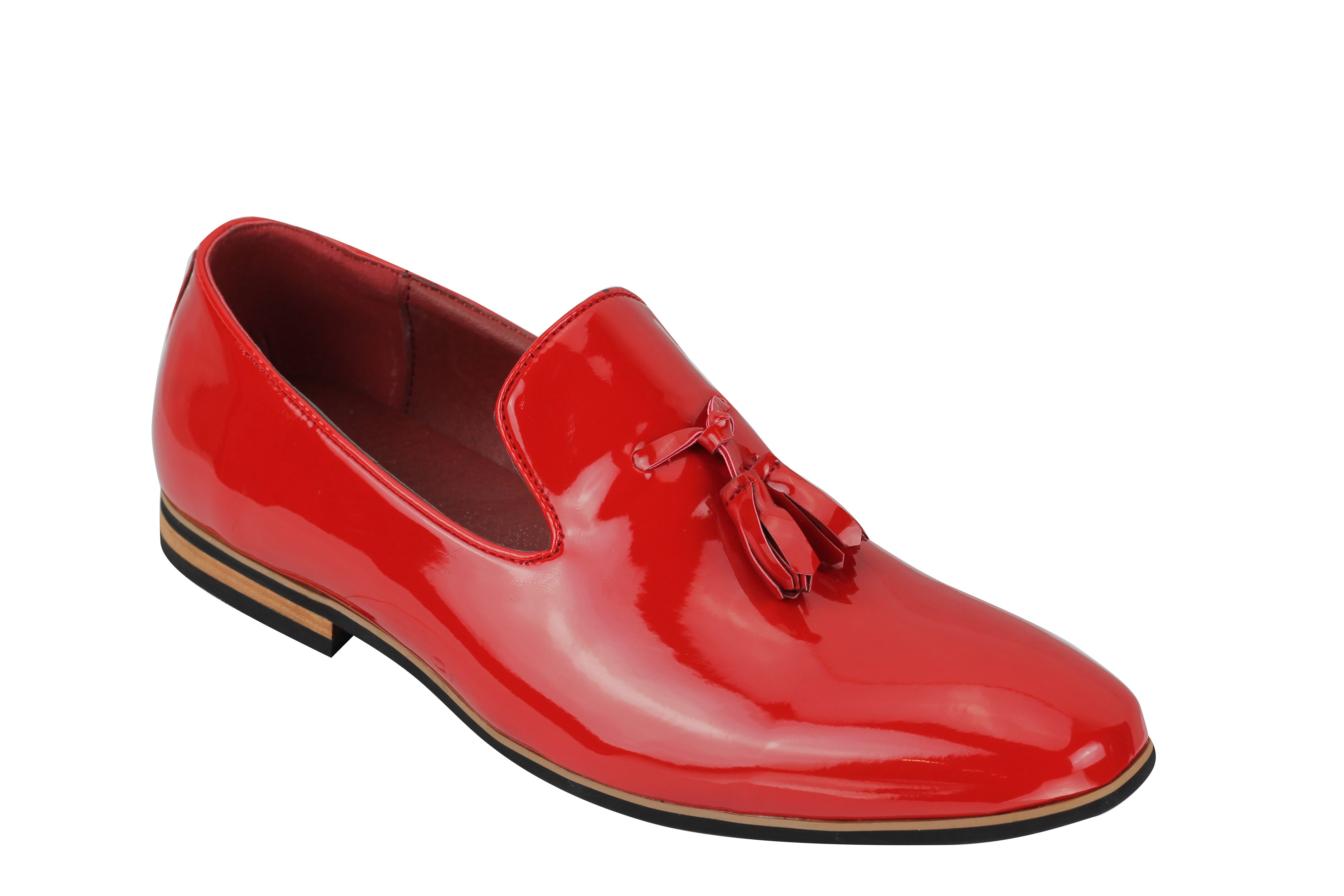 Mens Black Patent Leather Shiny Snaffle Bit Trim Tassel Loafers Smart Dress Smoking Slip on Shoes 