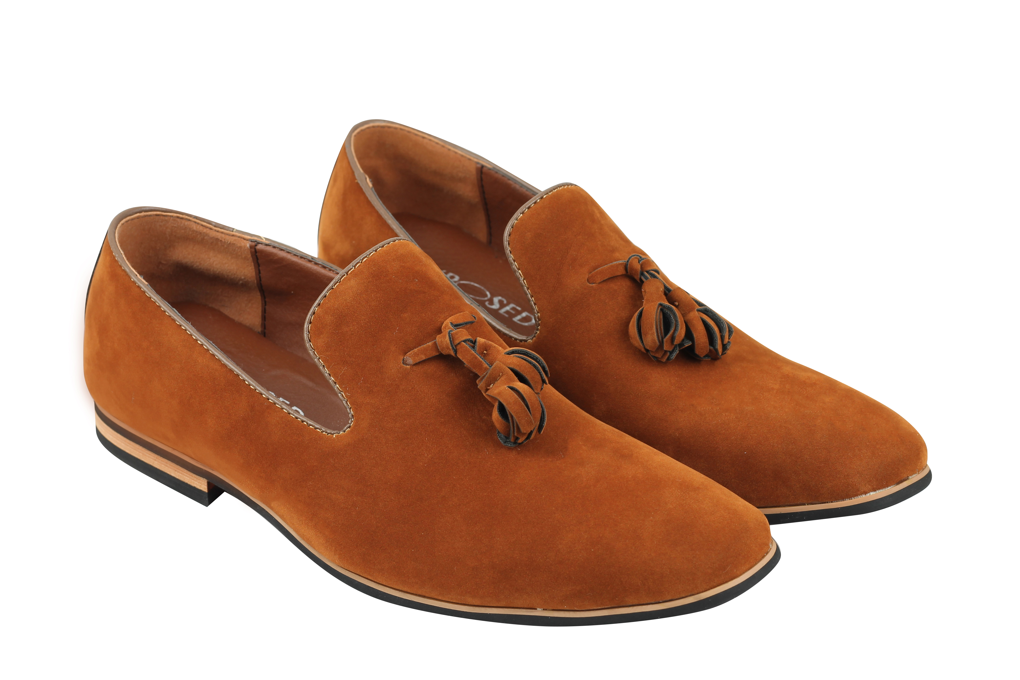 Mens Leather Lined Slip On Suede Loafers Driving Shoes Tassel Design UK Siz 6-11