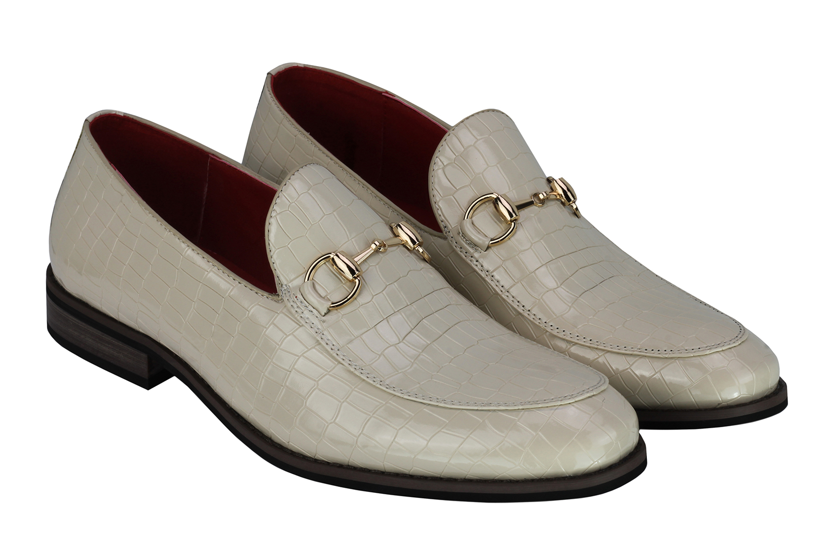 Mens Retro 1953 Horsebit Loafers Shiny Snakeskin Print Patent Leather ...