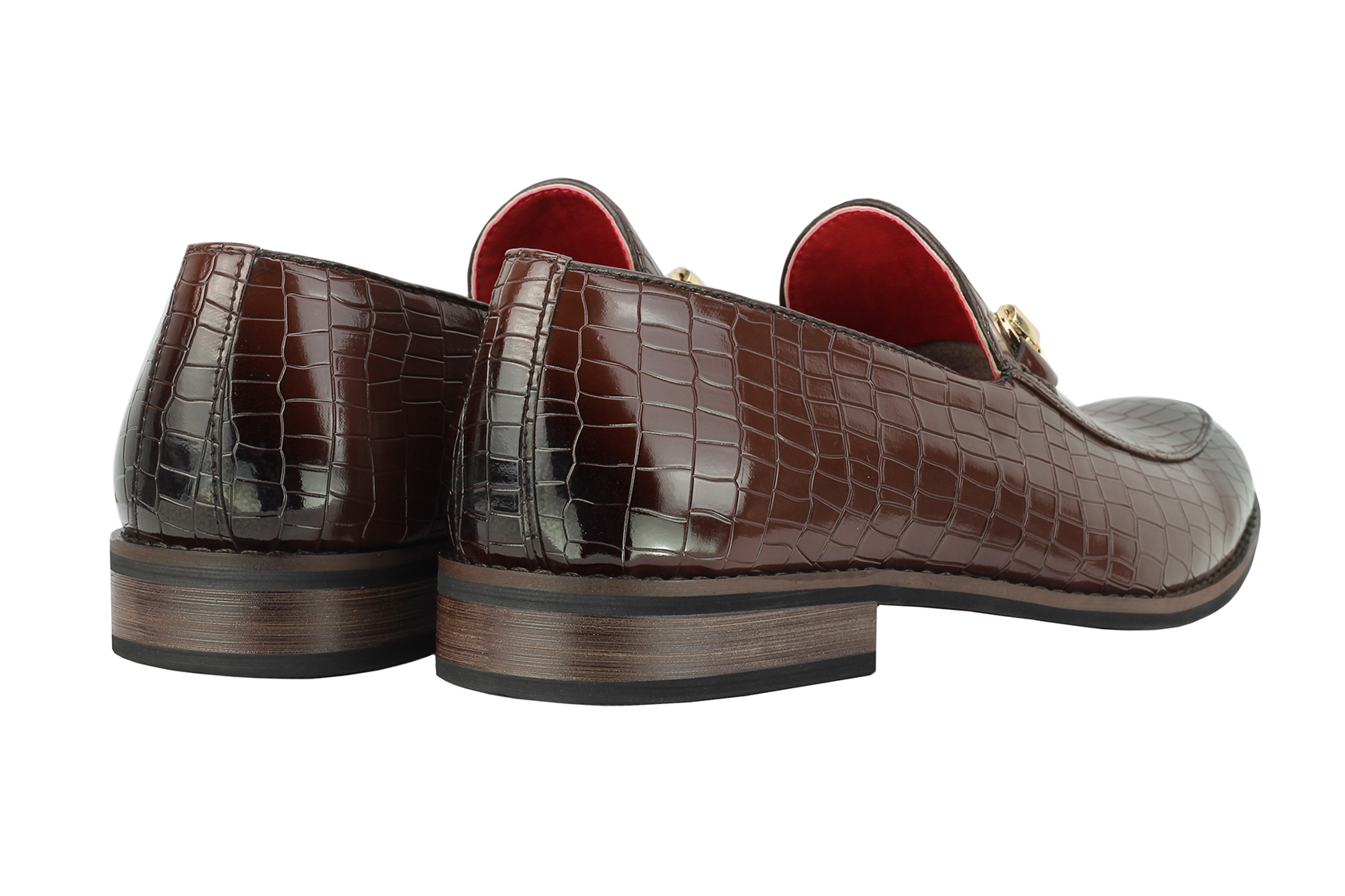 Mens Vintage Horsebit Buckle Loafers Snakeskin Print Faux Leather Slip on Shoes 