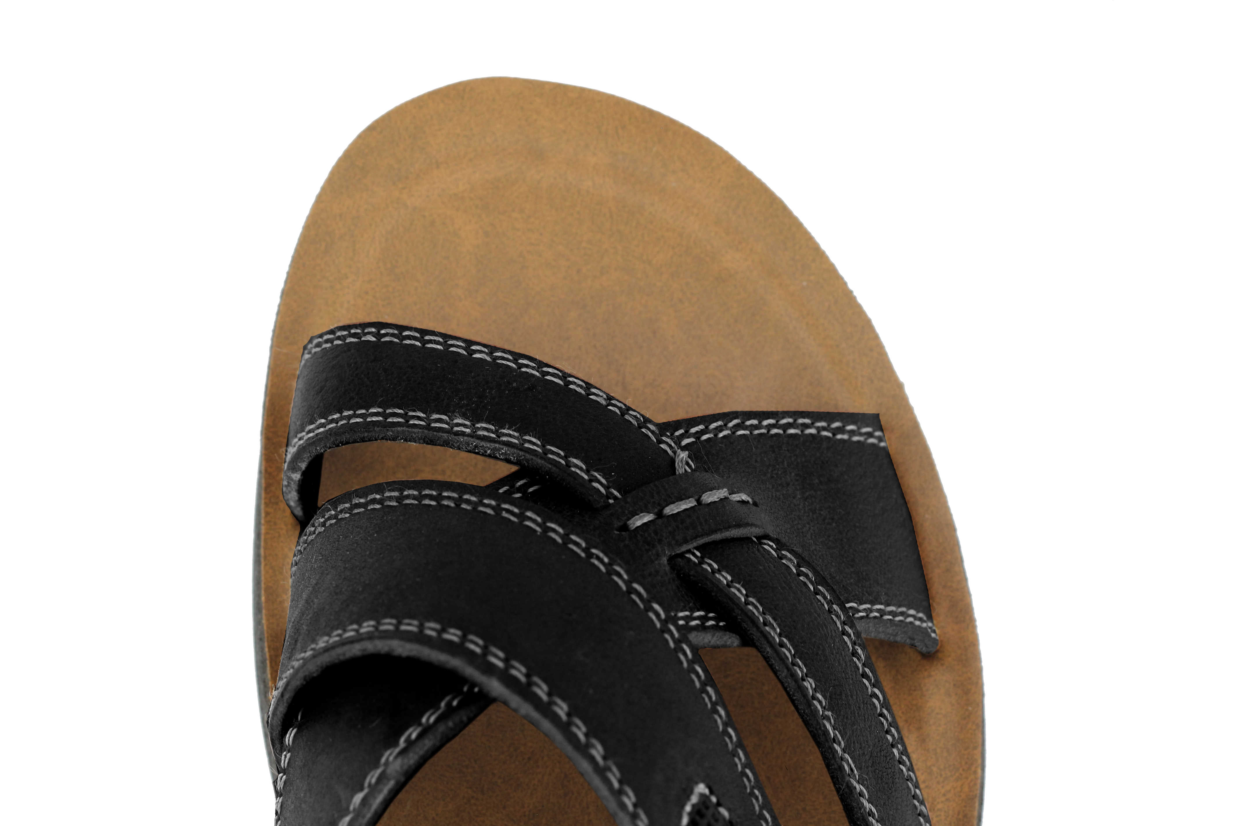 Mens Leather Sandals Black Tan Crossover Strap Summer Holiday Slip on ...