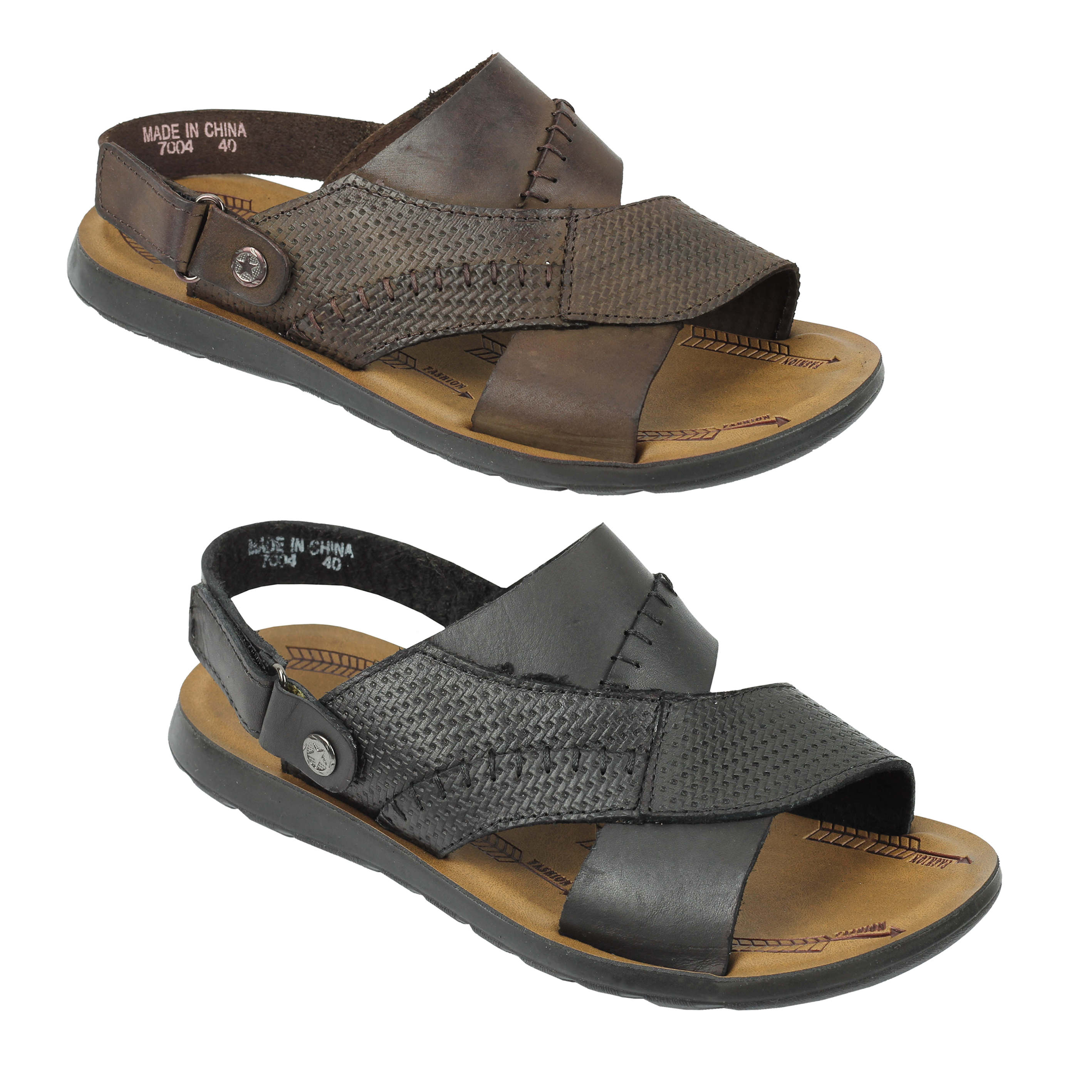 Mens Real Leather Walking Sandals Black Brown Beach Mules Size 6 7 8 9 ...