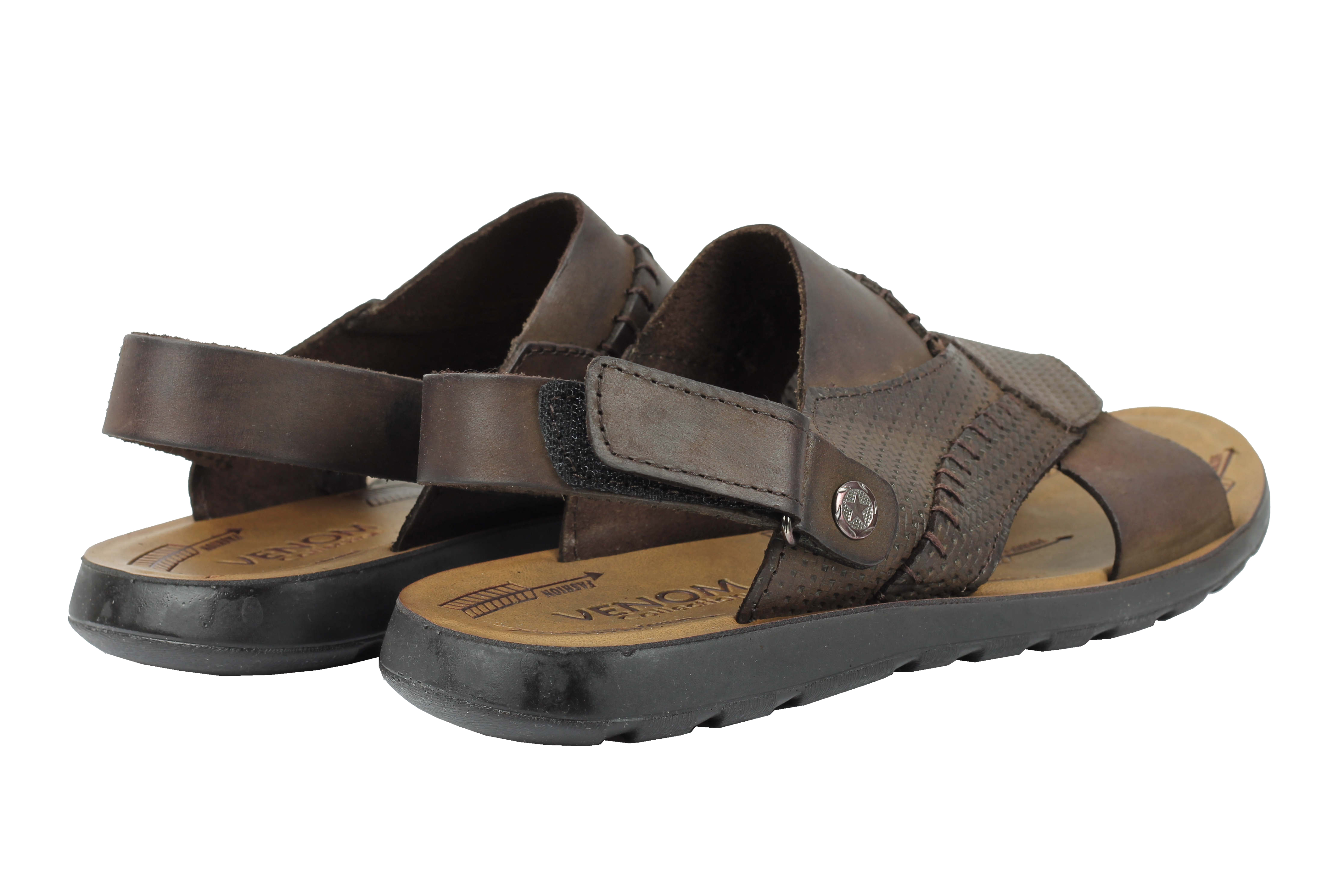 Mens Genuine Real Leather Sandals Tan Brown Slip on Beach Walking Strap Slippers 