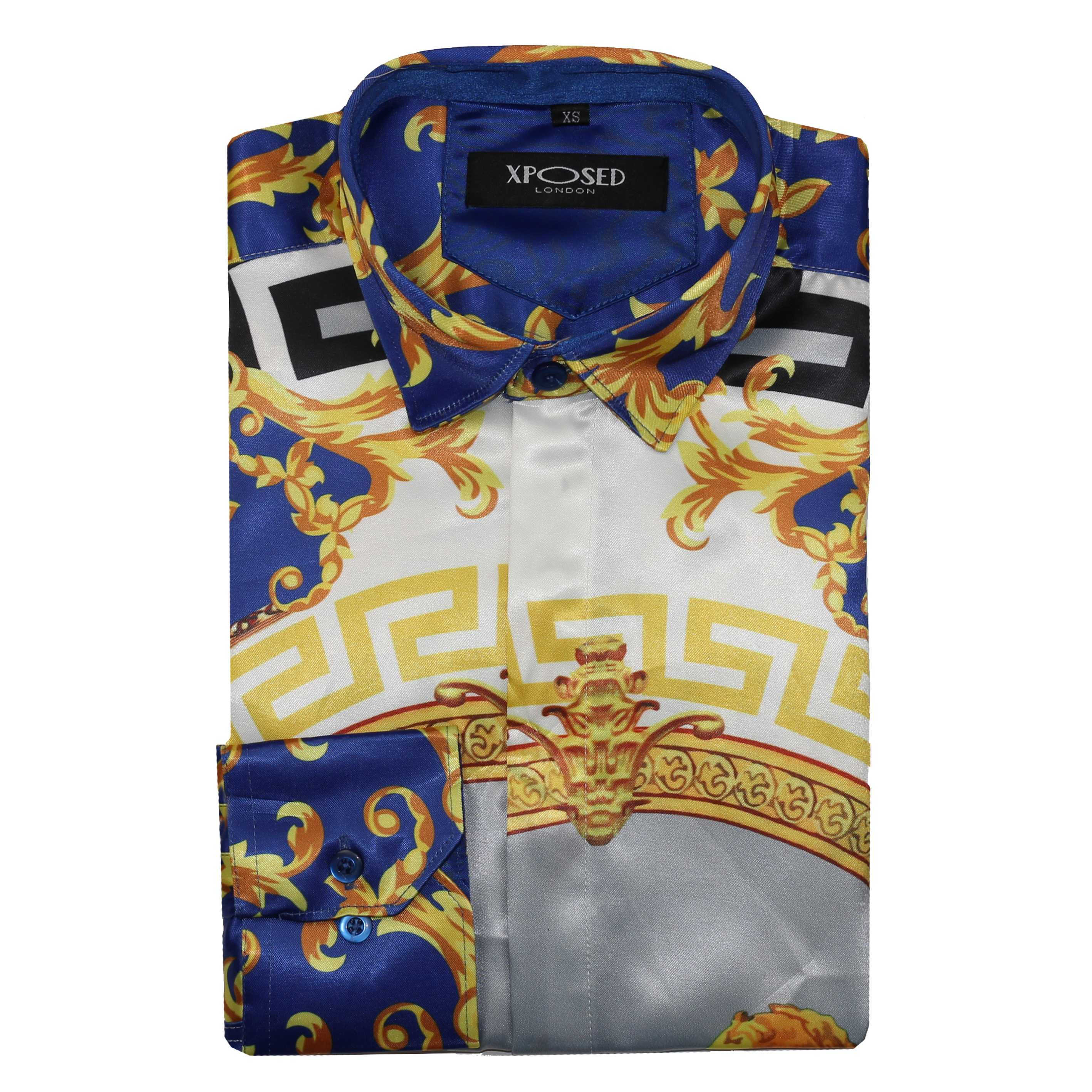 blue and gold dress shirt