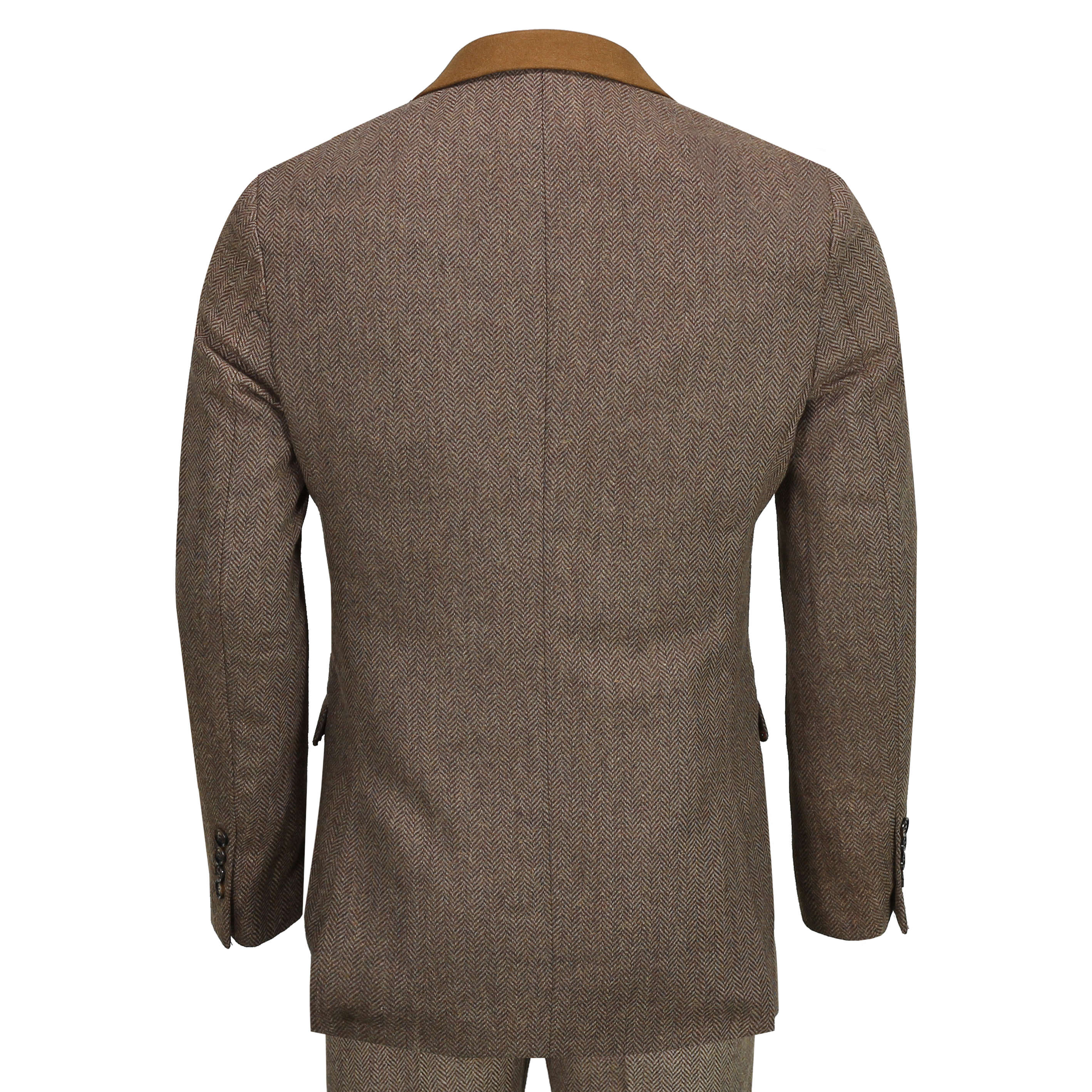 Mens 3 Piece Tweed Suit Herringbone Check Retro Peaky Blinders Tailored ...