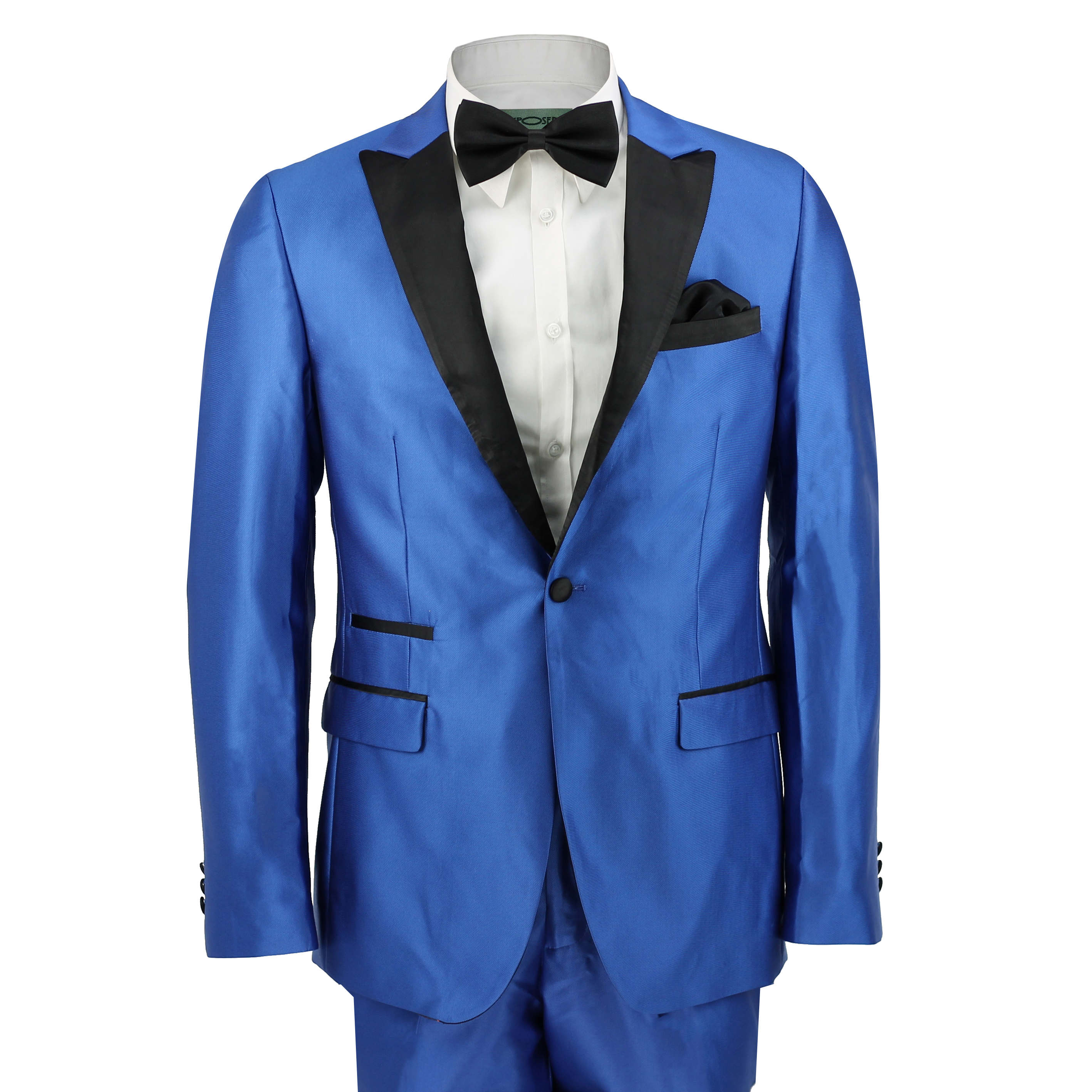Mens Electric Blue Suit Black Shawl Lapel Wedding Prom Party Slim Fit ...