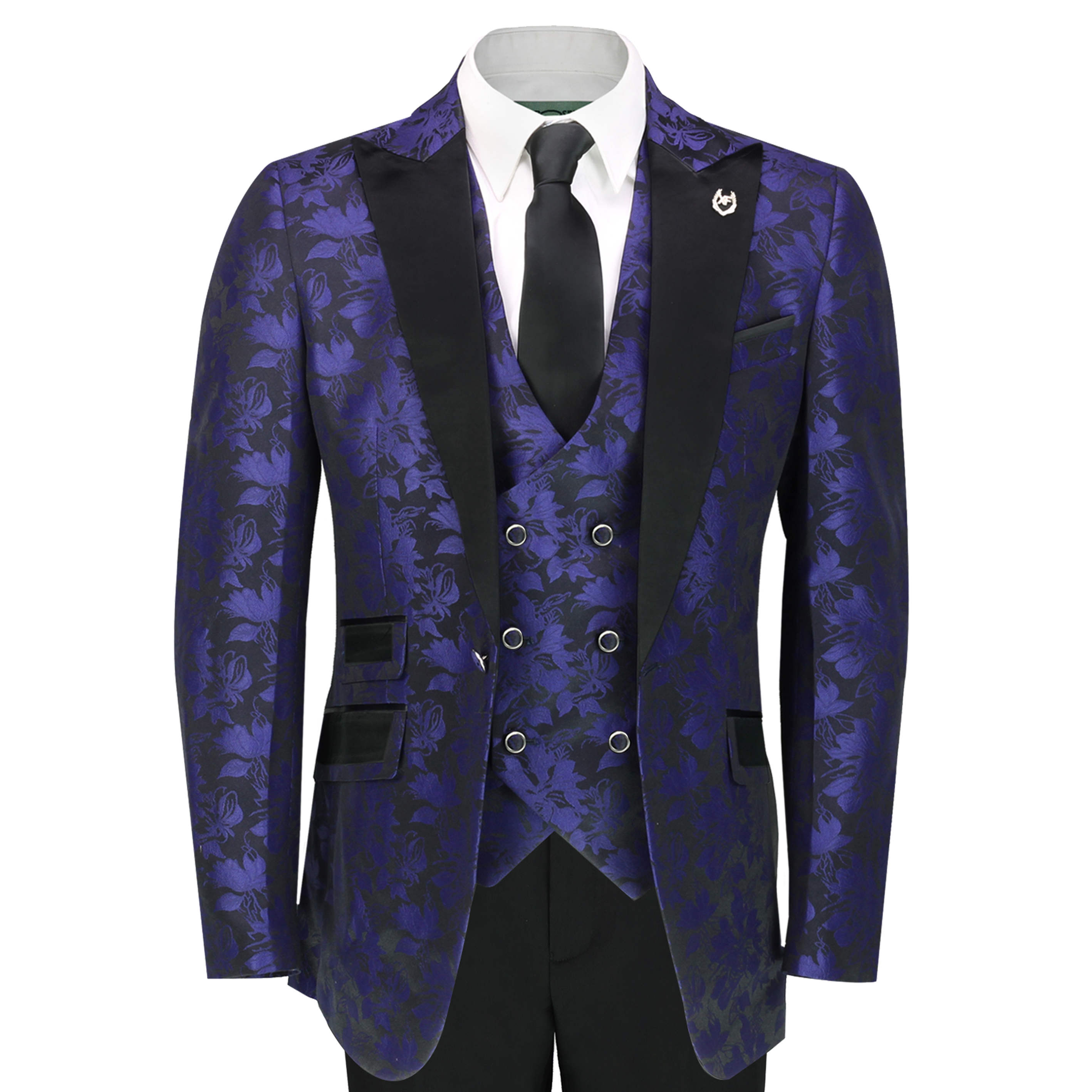 black and blue suit