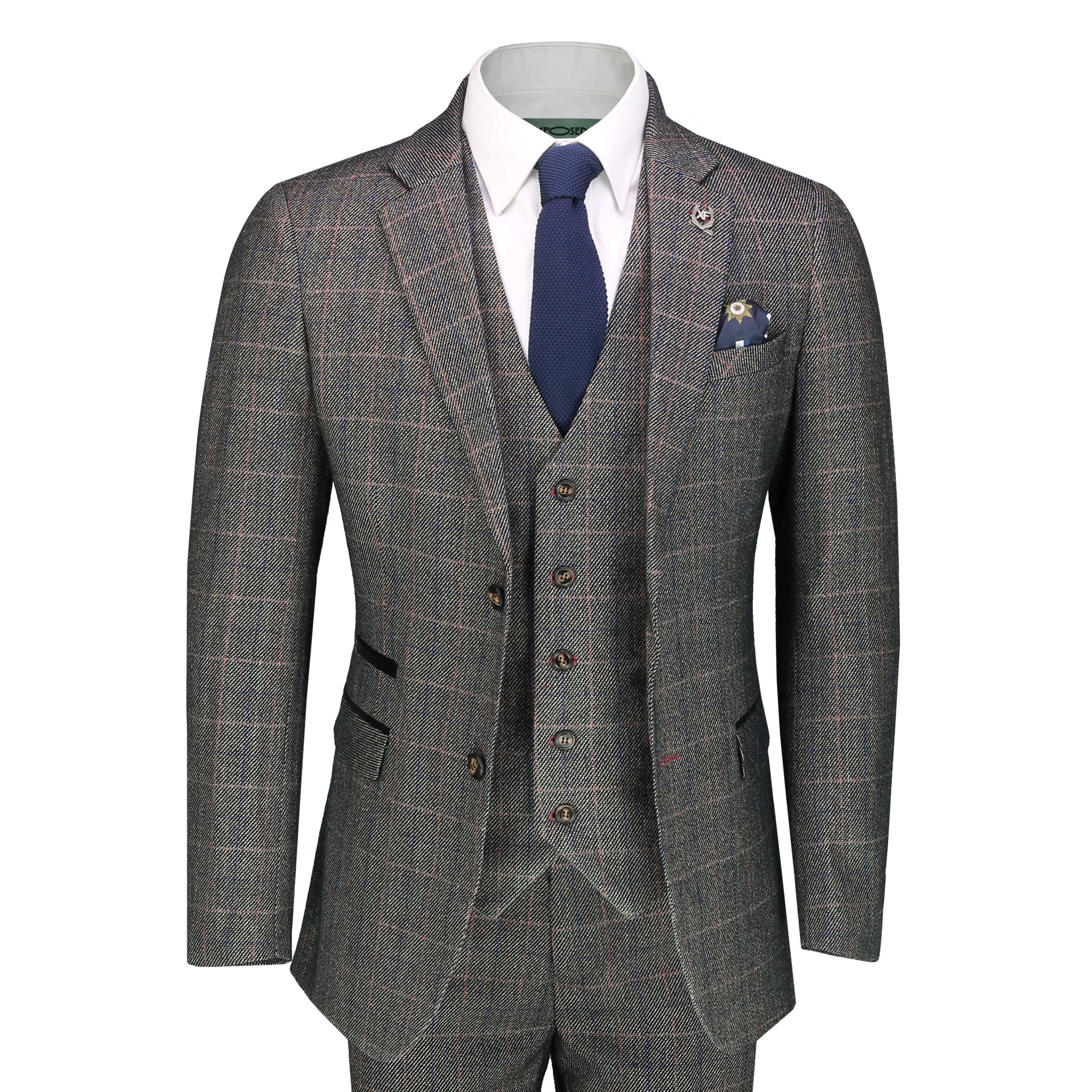 Mens Herringbone Tweed Check 3 Piece Suit Smart Classic 1920 Retro ...
