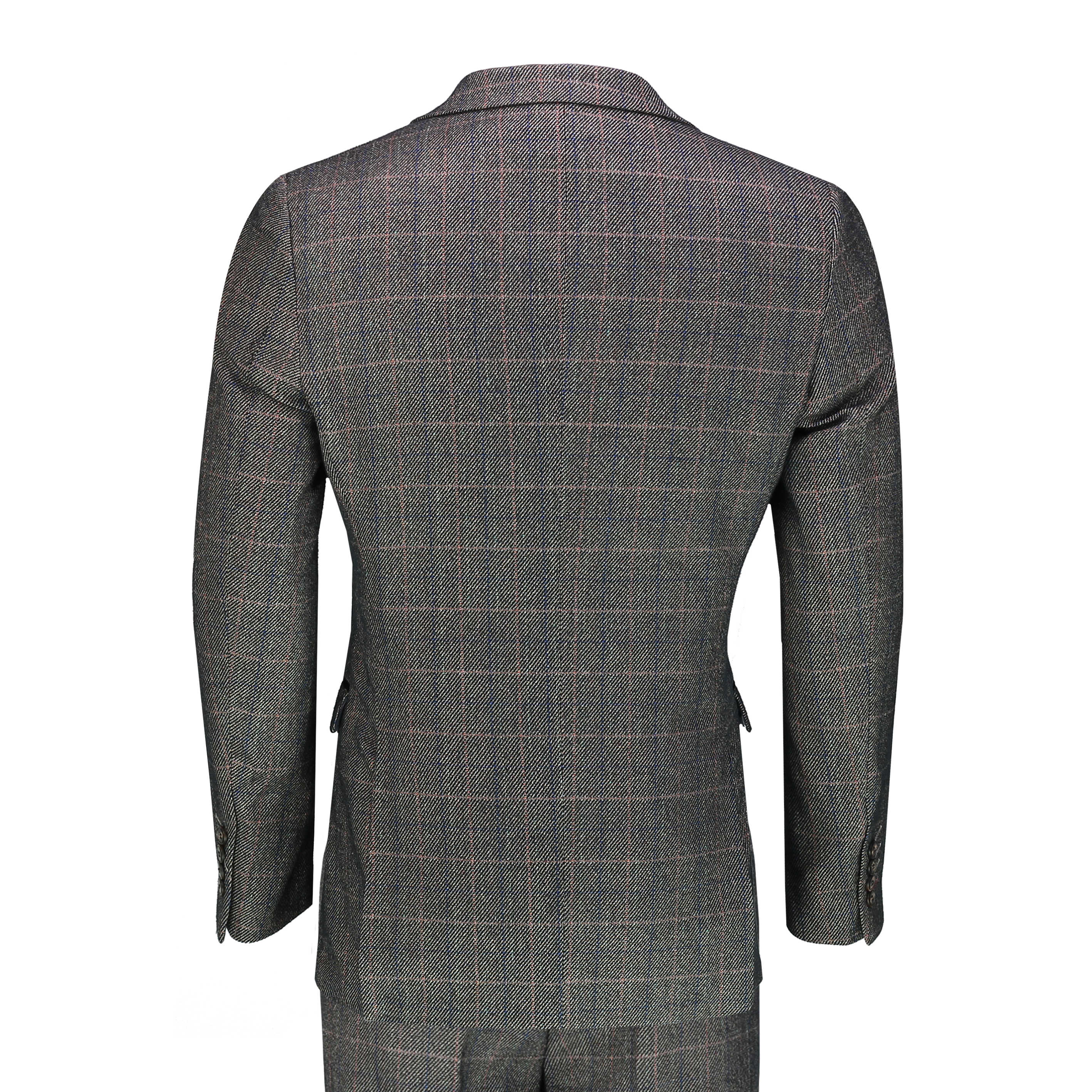 Mens Herringbone Tweed Check 3 Piece Suit Smart Classic 1920 Retro ...