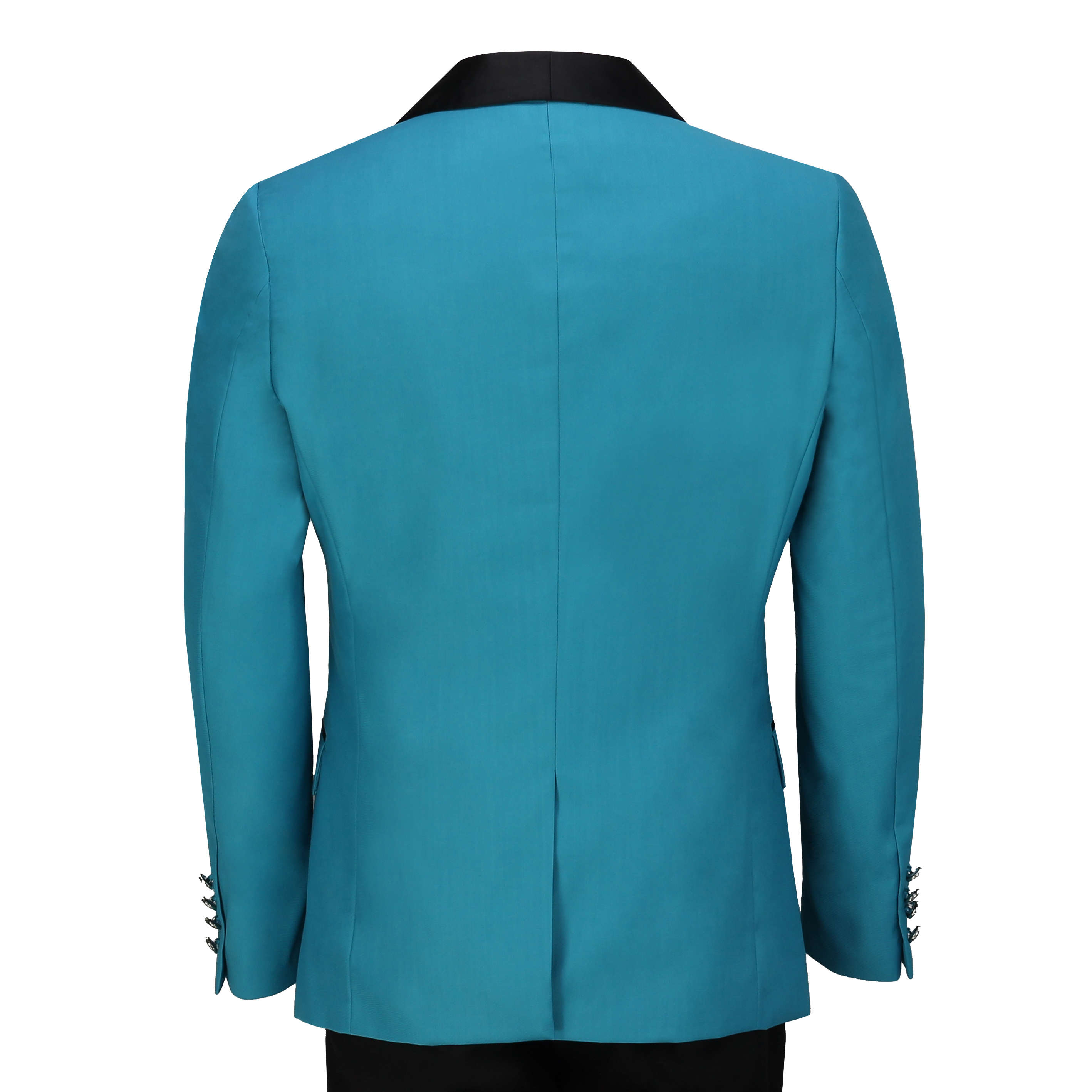 Mens 3 Piece Tuxedo Suit Wedding Party Tailored Fit Turquoise Blue ...