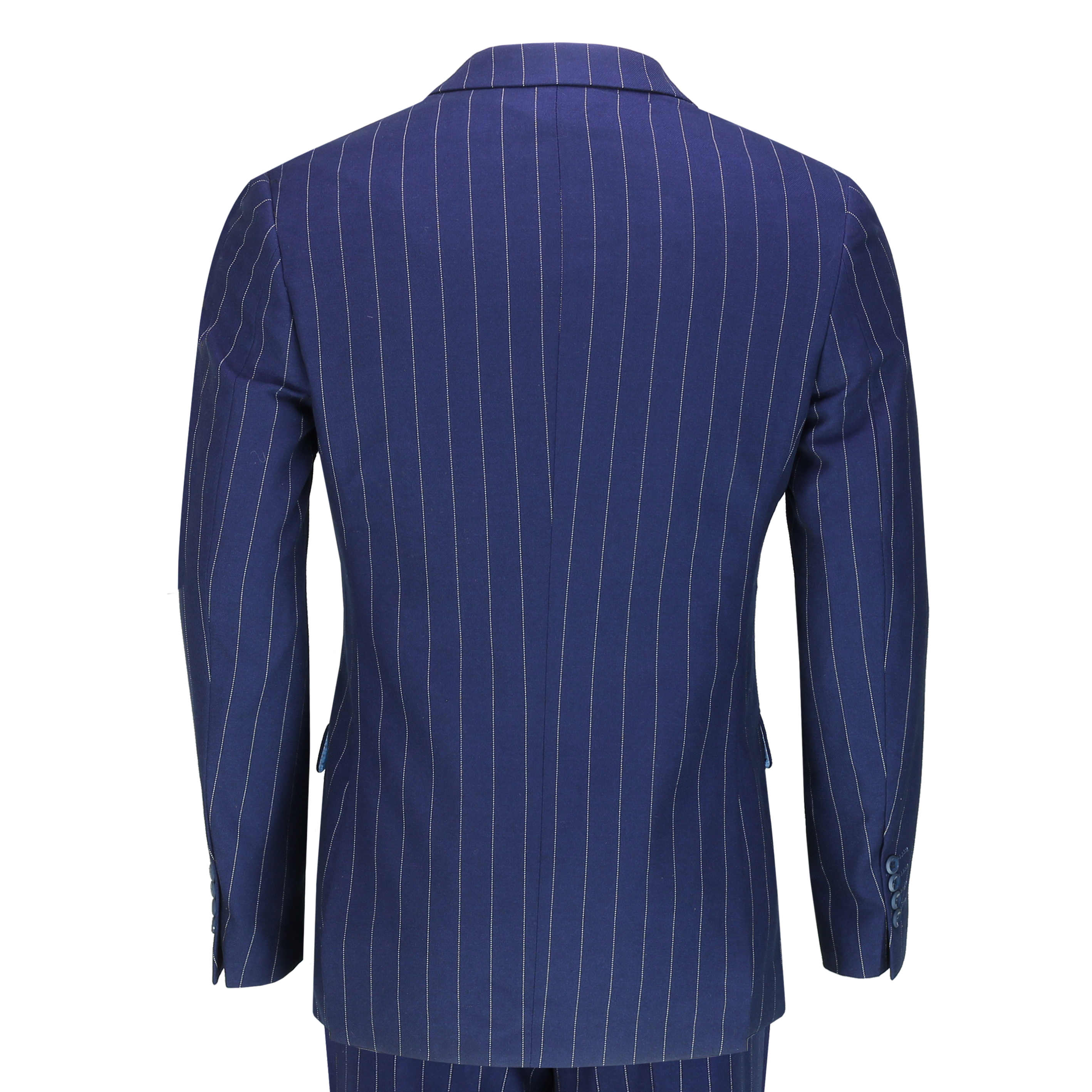 Vespo Pinstripe Navy Blue Double Breasted Suit – BRABION