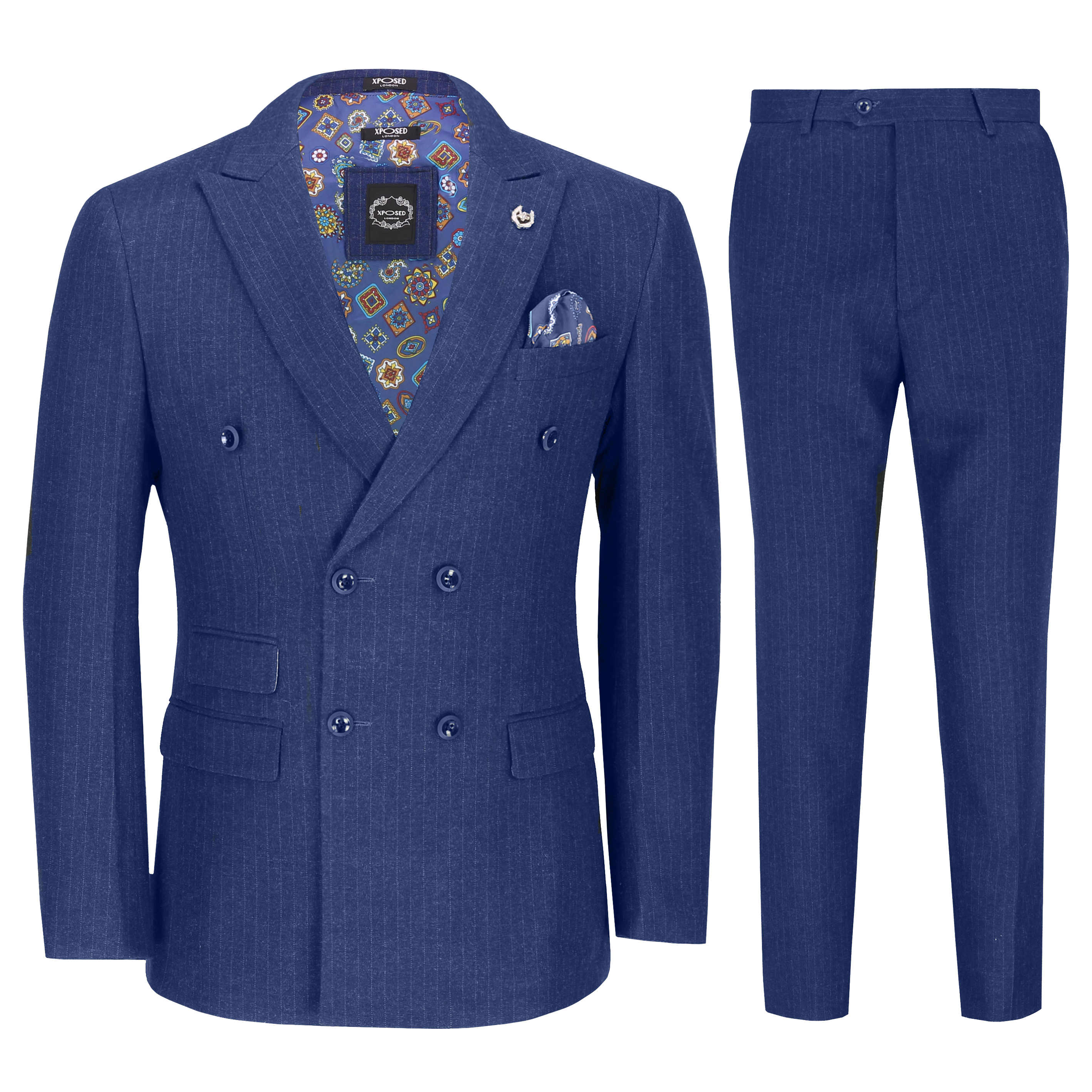 Mens 3 Piece Double Breasted Suit 1920 Pinstripe Gatsby Jacket ...