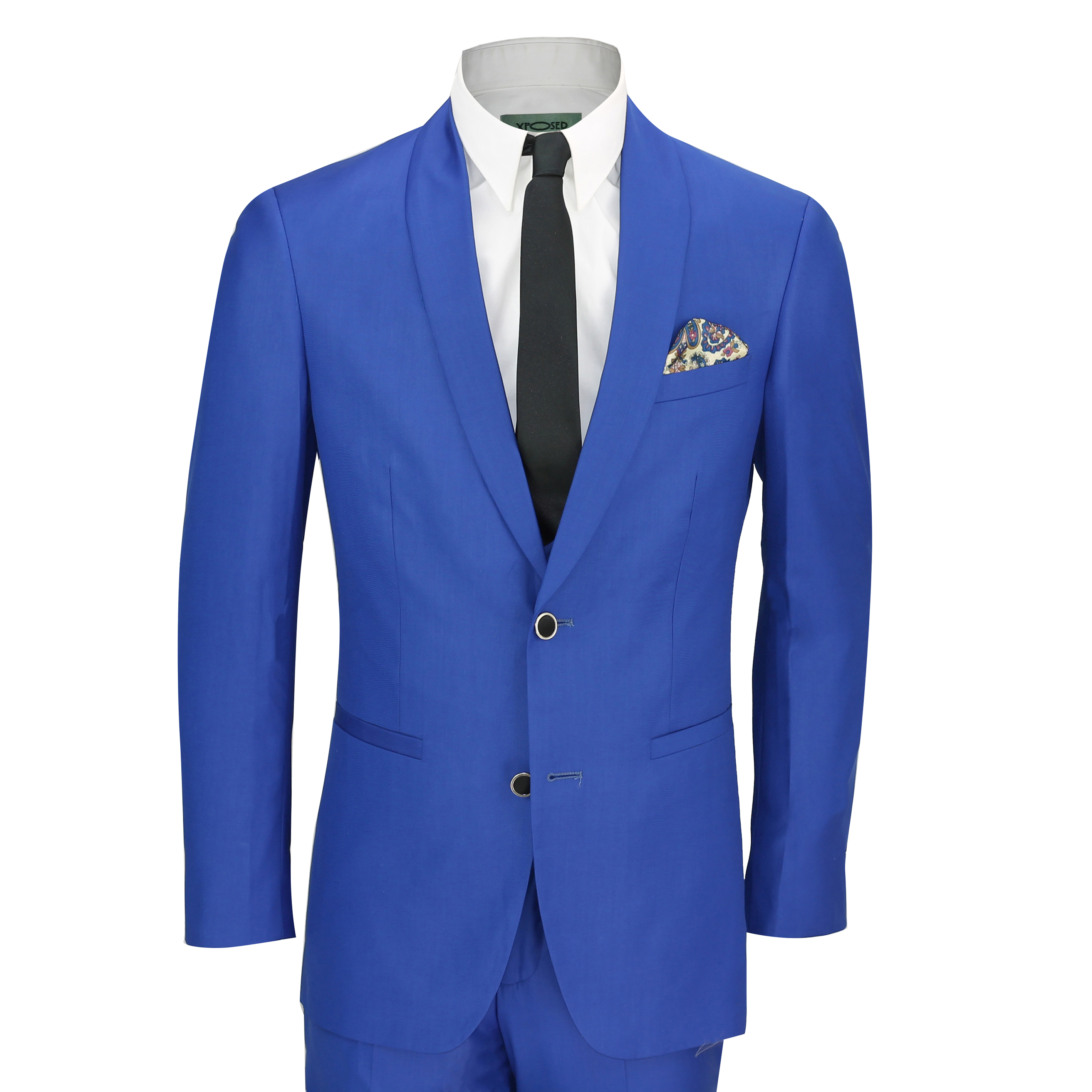 Mens Royal Blue 3 Piece Shawl Lapel Slim Fit Vintage Tux Suit Wedding ...