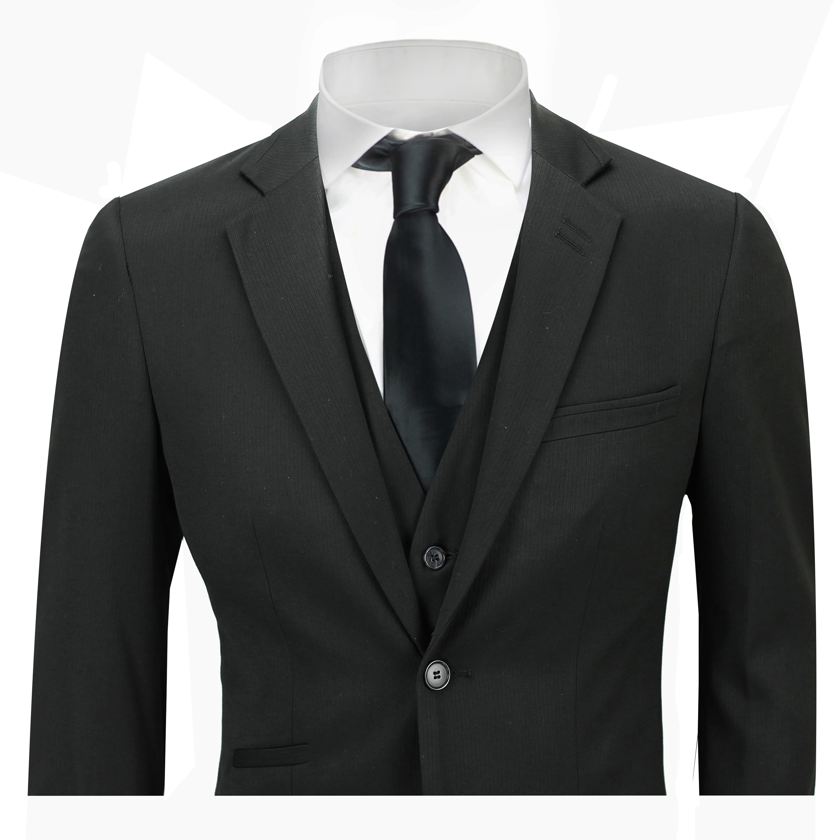 Men’s 3 Piece Classic 2 Button Tailored Fit Smart Casual Black Formal ...