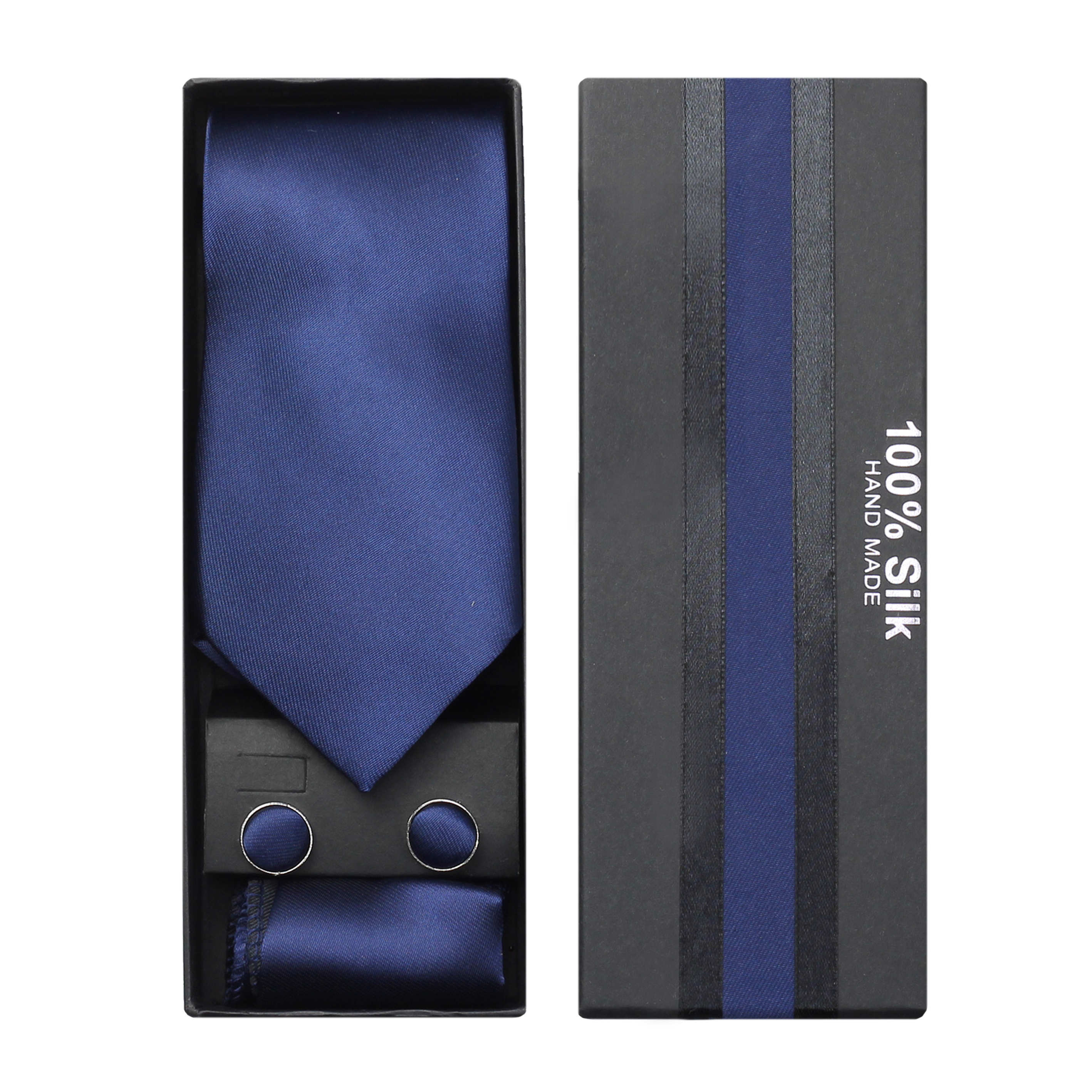 Mens 3 Piece Wedding Tie Set Gift Box Necktie Cufflinks Pocket Square Prom Party 