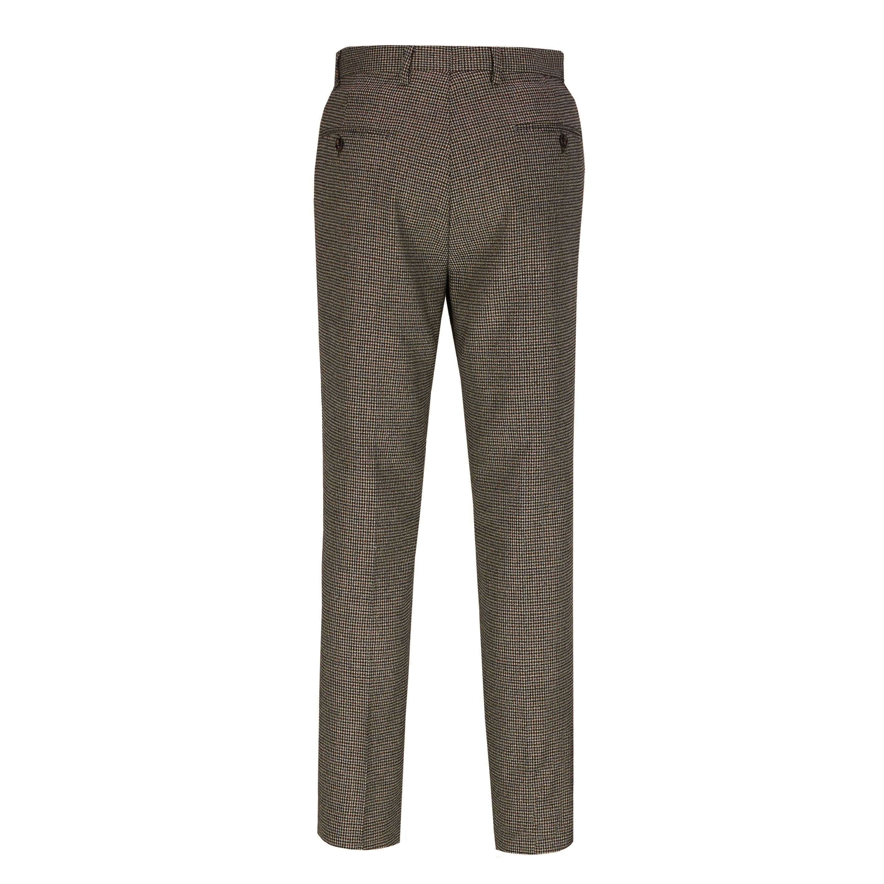 Mens Dogtooth Trousers Vintage Check Tweed Peaky Blinder Tailored Fit ...