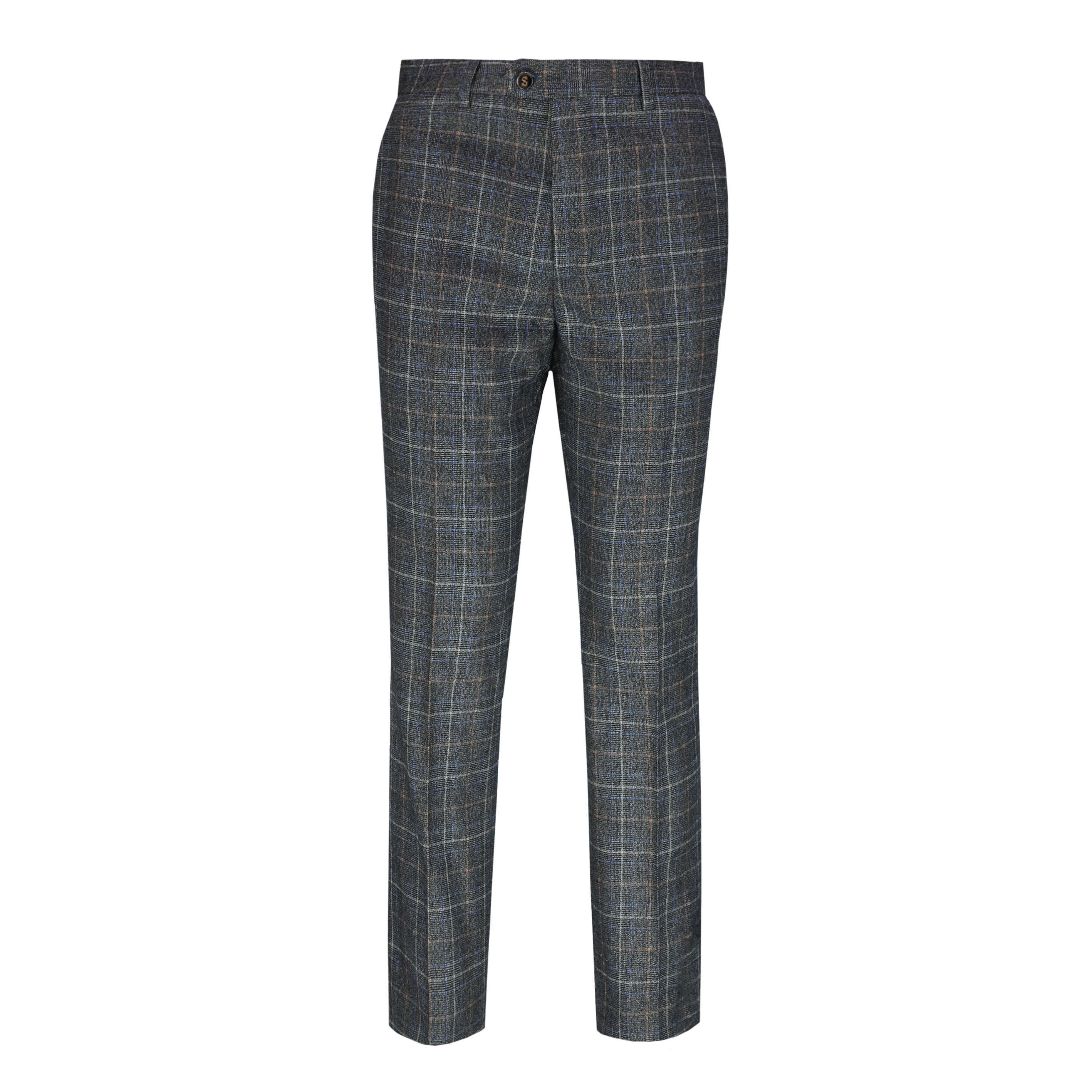 Mens Retro Vintage Herringbone Tweed Trousers Peaky Blinders Slim Fit ...