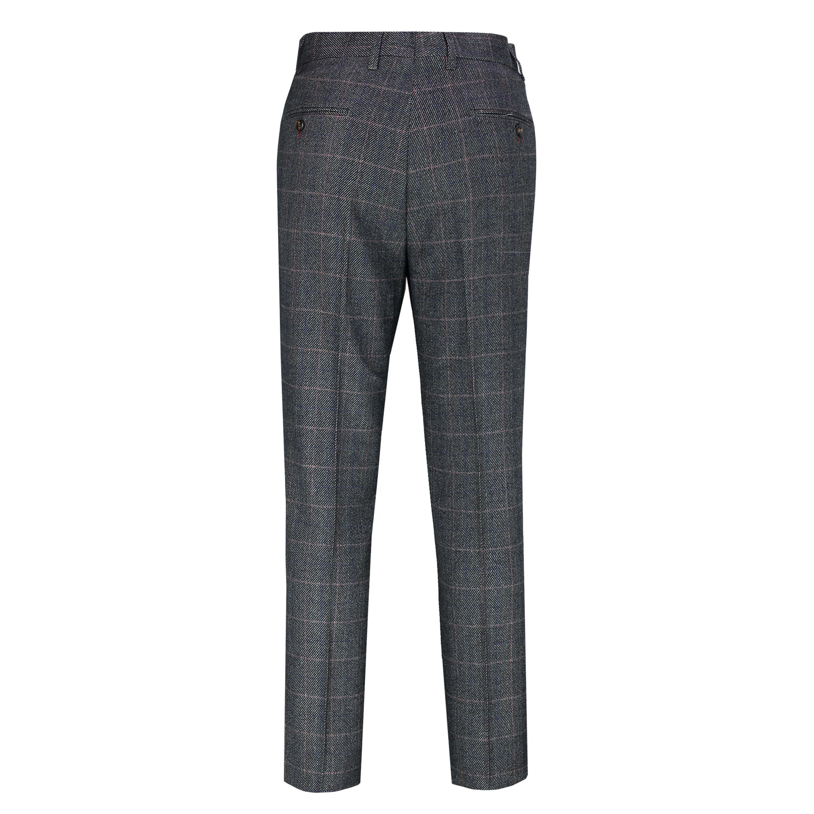 Mens Retro Vintage Herringbone Tweed Trousers Peaky Blinders Slim Fit ...