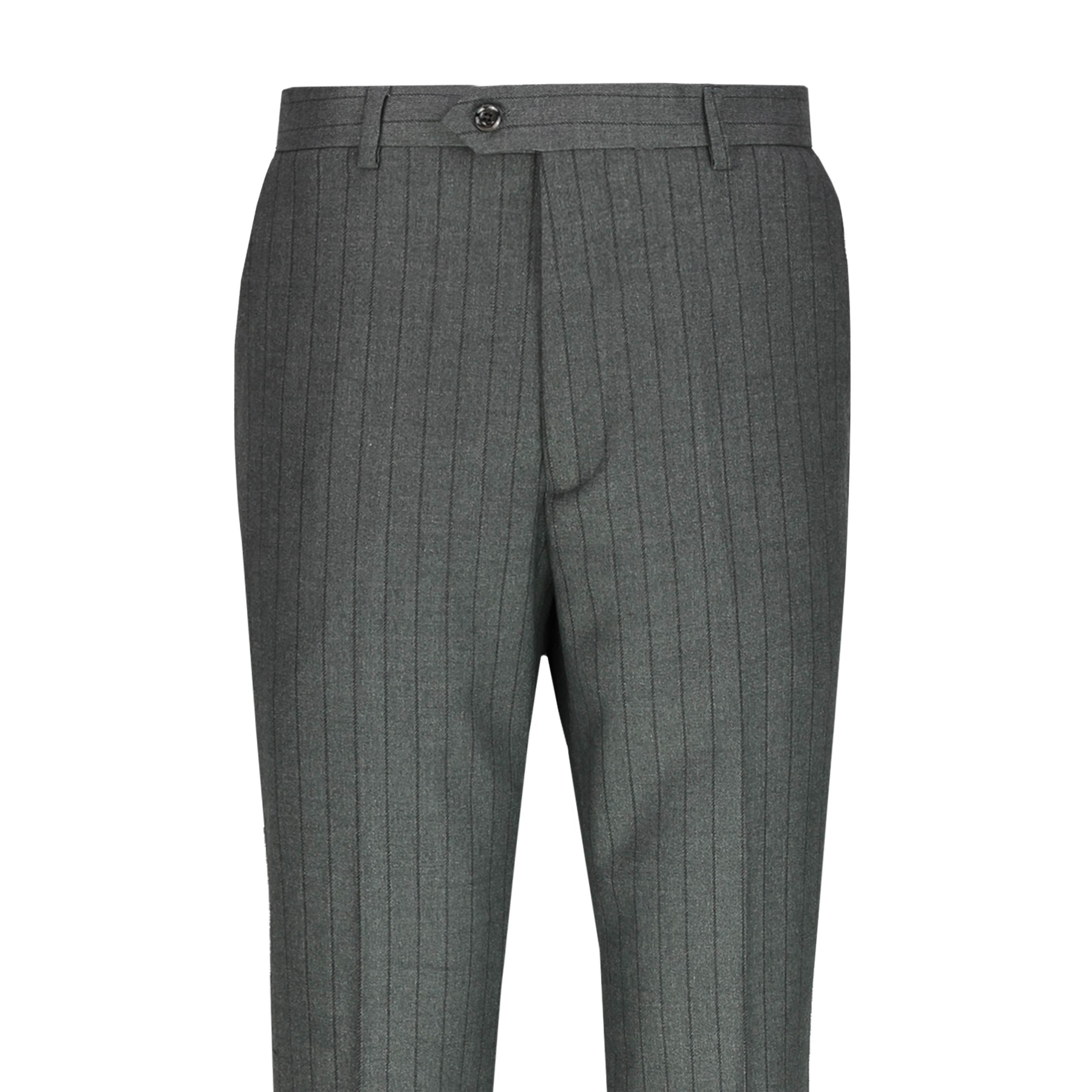Mens Classic Tweed Pinstripe Trousers Retro Vintage Tailored Fit Suit ...