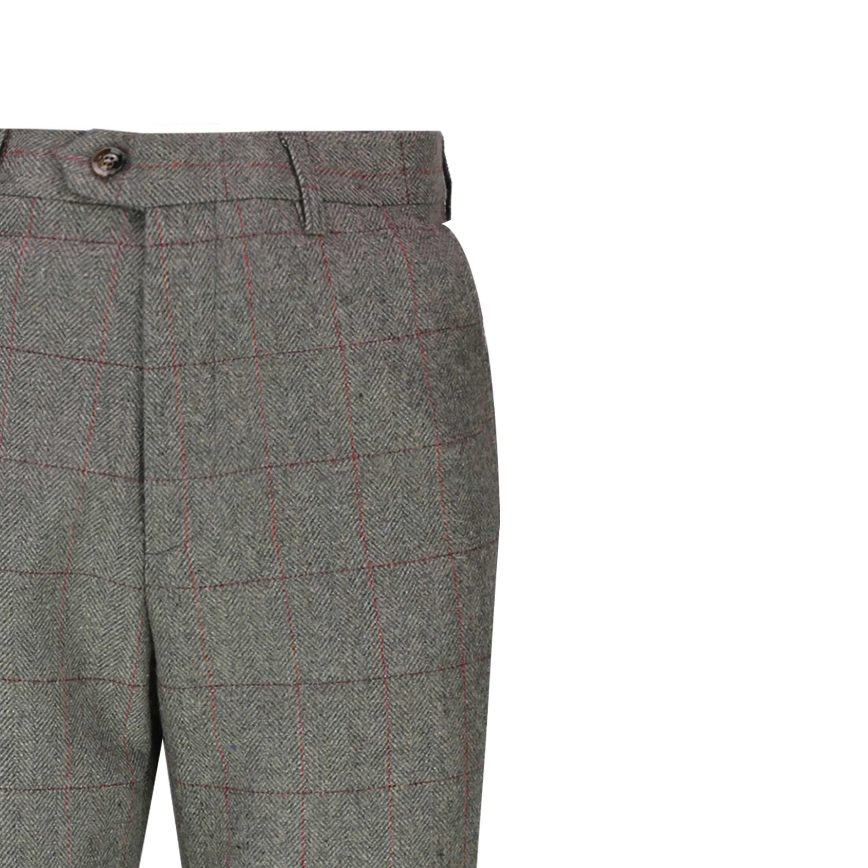 Mens Herringbone Tweed Check Trouser 1920s Peaky Blinders Tailored Fit ...