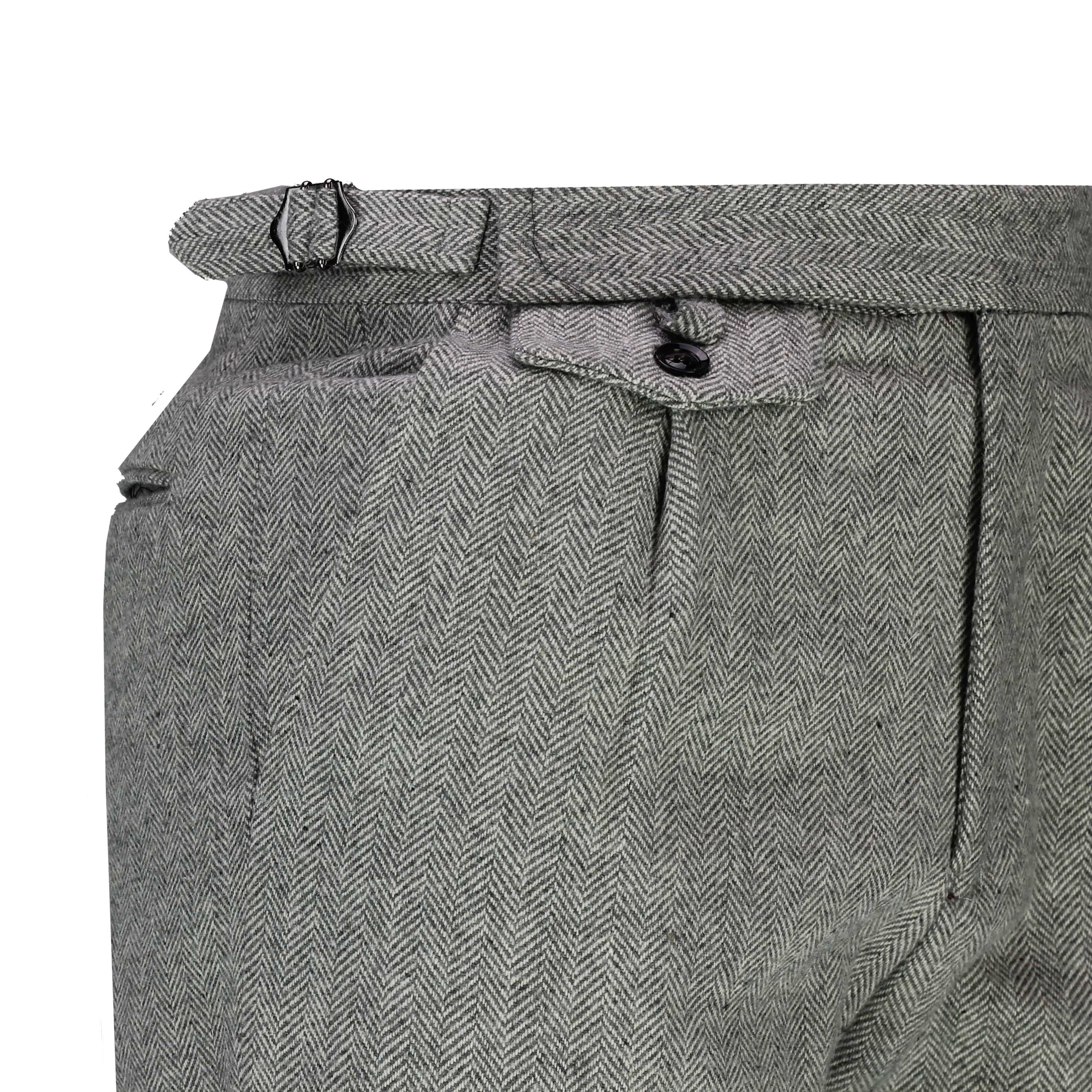 Mens Herringbone Tweed Check Trouser 1920s Peaky Blinders Tailored Fit ...