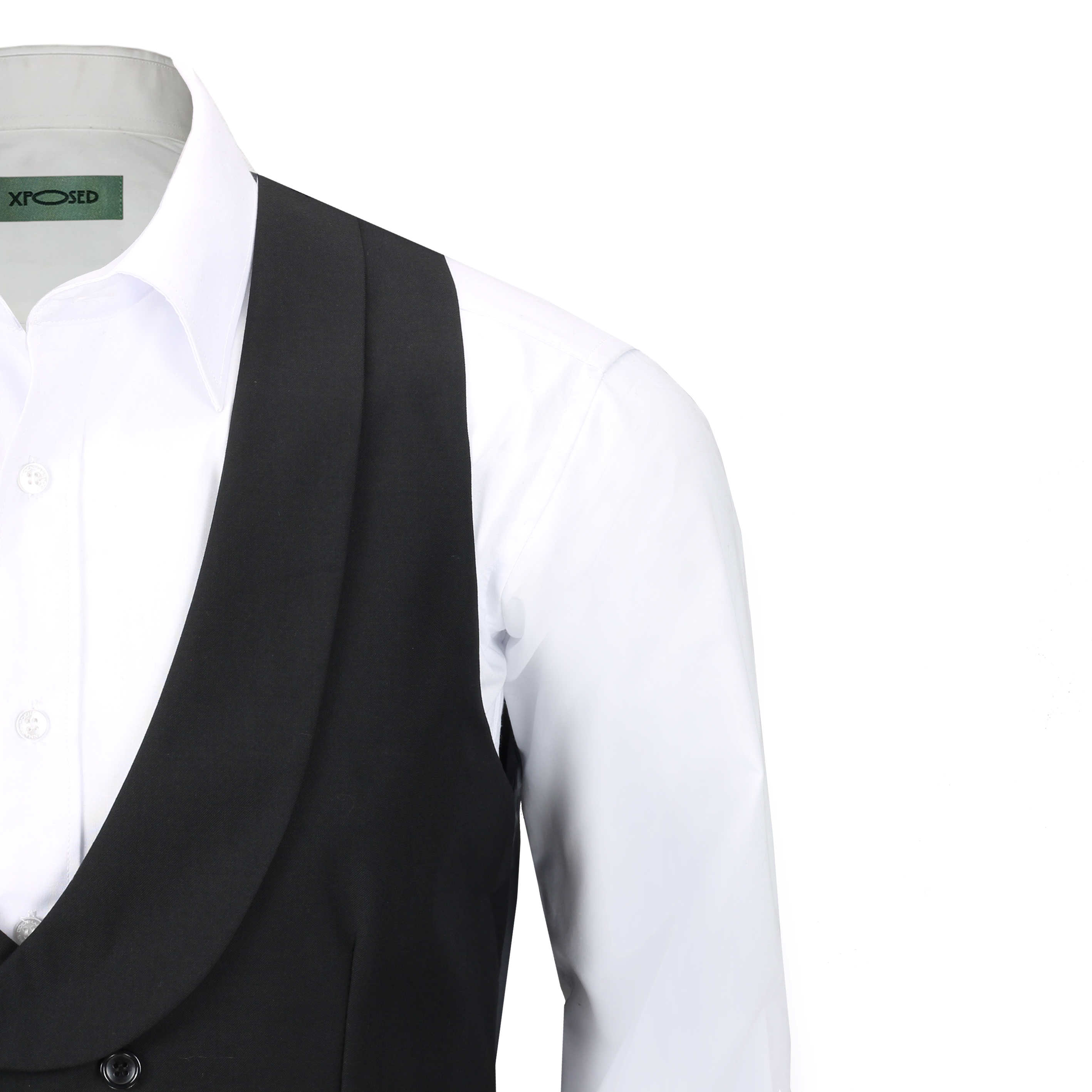 Mens Double Breasted Shawl Lapel Waistcoat Tailored Smart Wedding Dress Tux Vest 