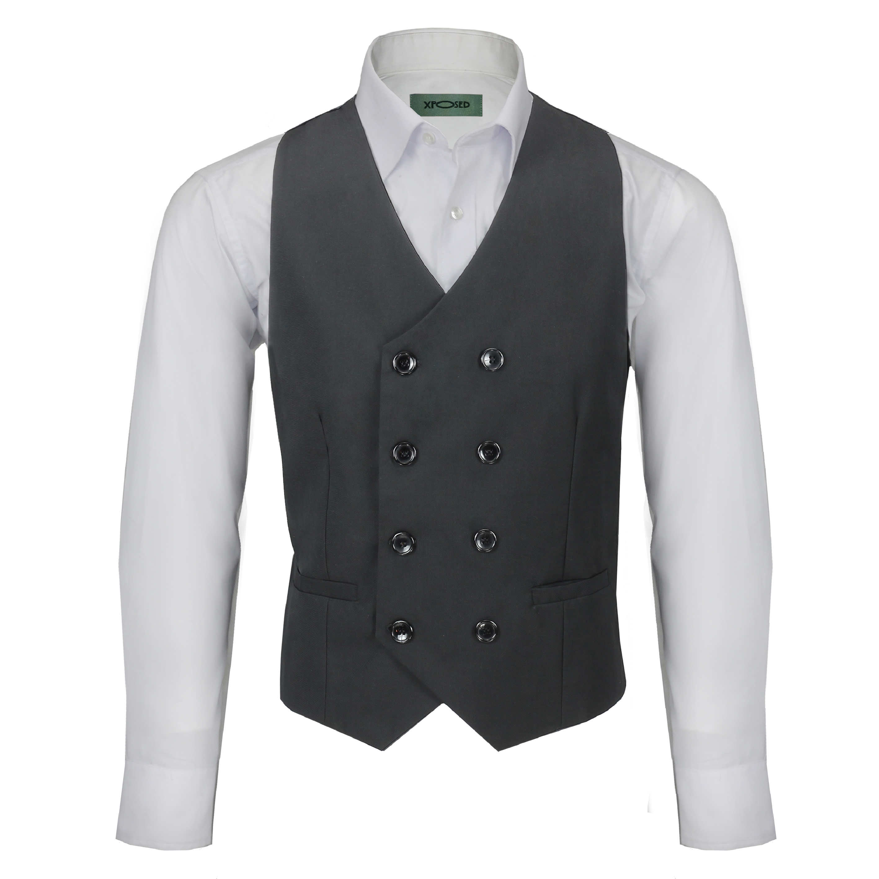 Men’s Vintage Double Breasted WaistcoatFormal Tailored Fit Smart Casual ...