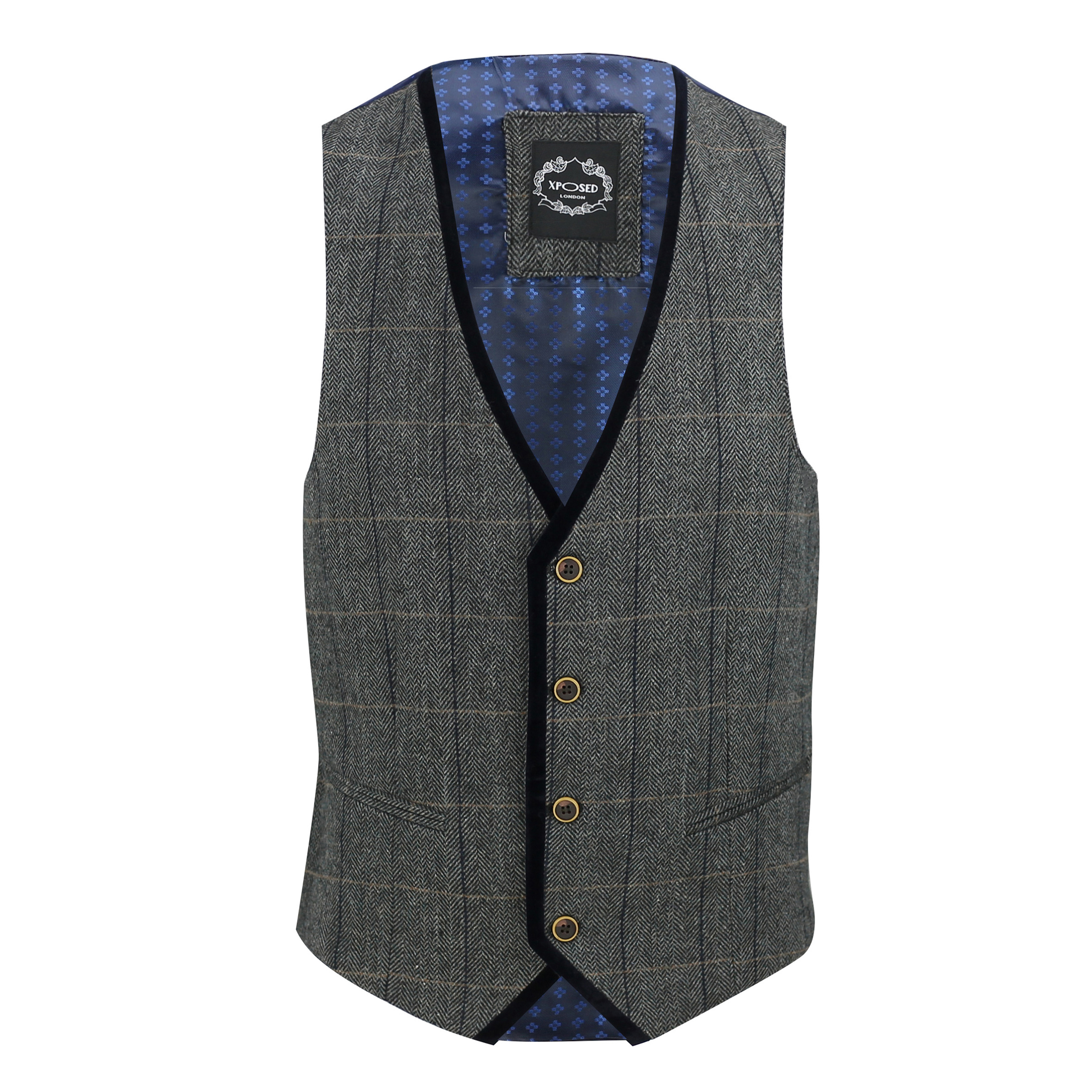 Mens Grey Herringbone Check 3 Piece Suit Sold Separate Blazer Trouser Waistcoat