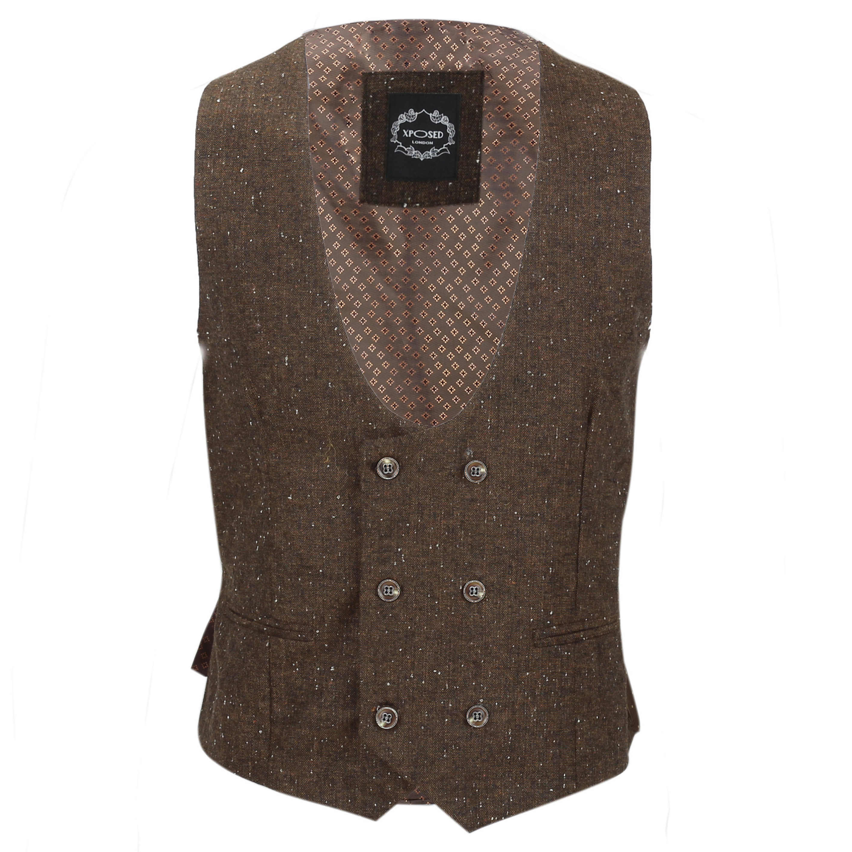 New MensDouble Breasted Tweed Wool Waistcoat Vintage Smart Casual Slim Fit Vest 