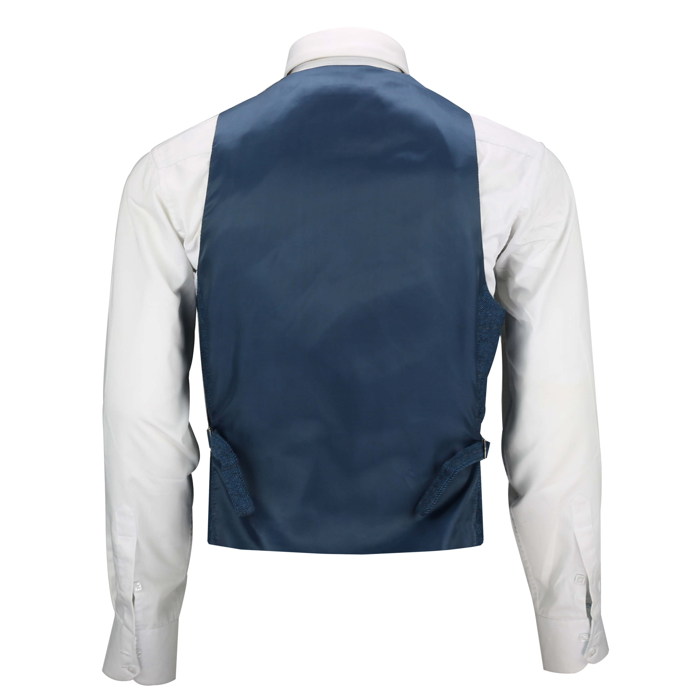 Mens Tweed Waistcoat Retro Tweed Check Double Breasted Collar Herringbone Vest 