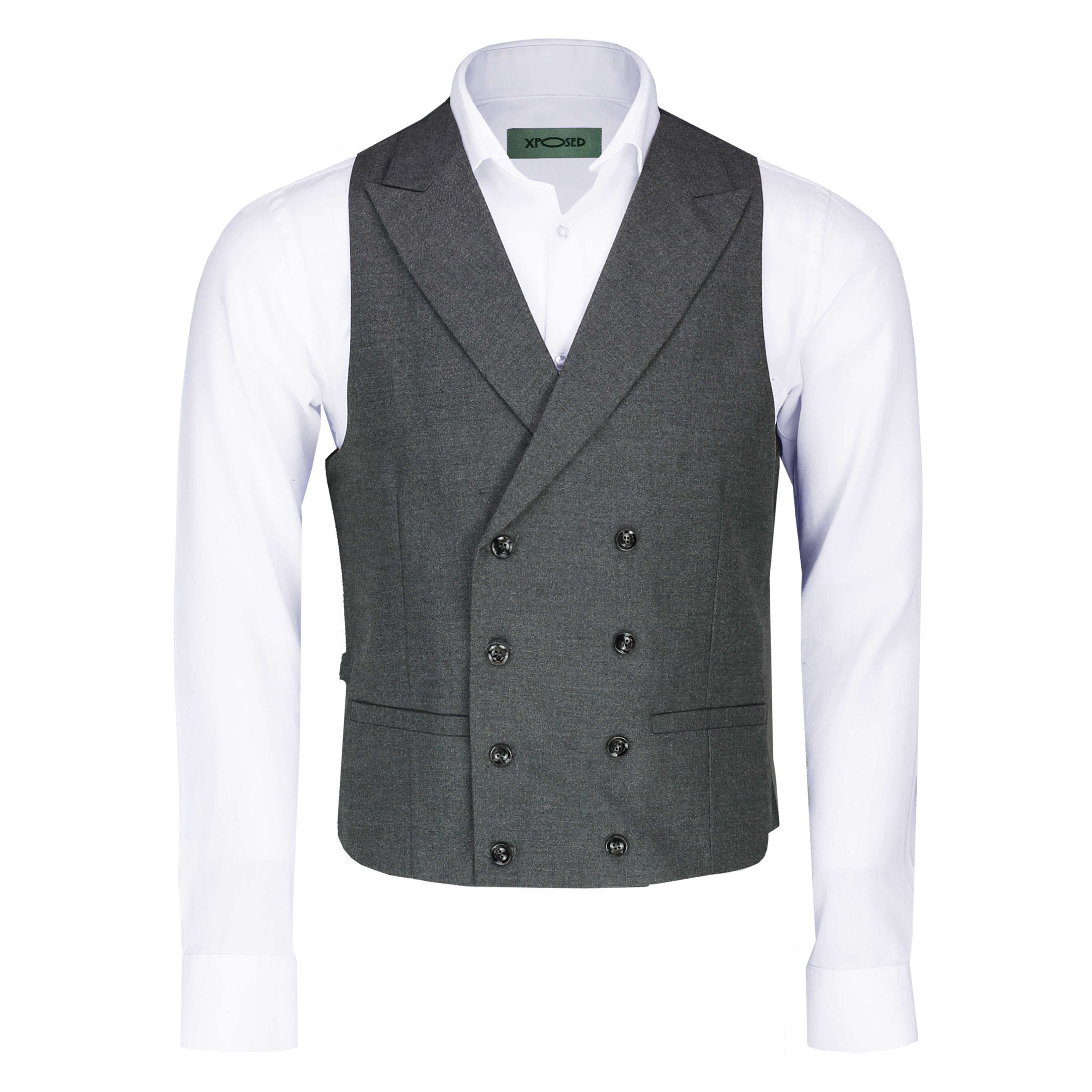 Xposed Mens Classic Peak Lapel Double Breasted Waistcoat Trouser Smart Retro Tailored Fit Items Sold Separately