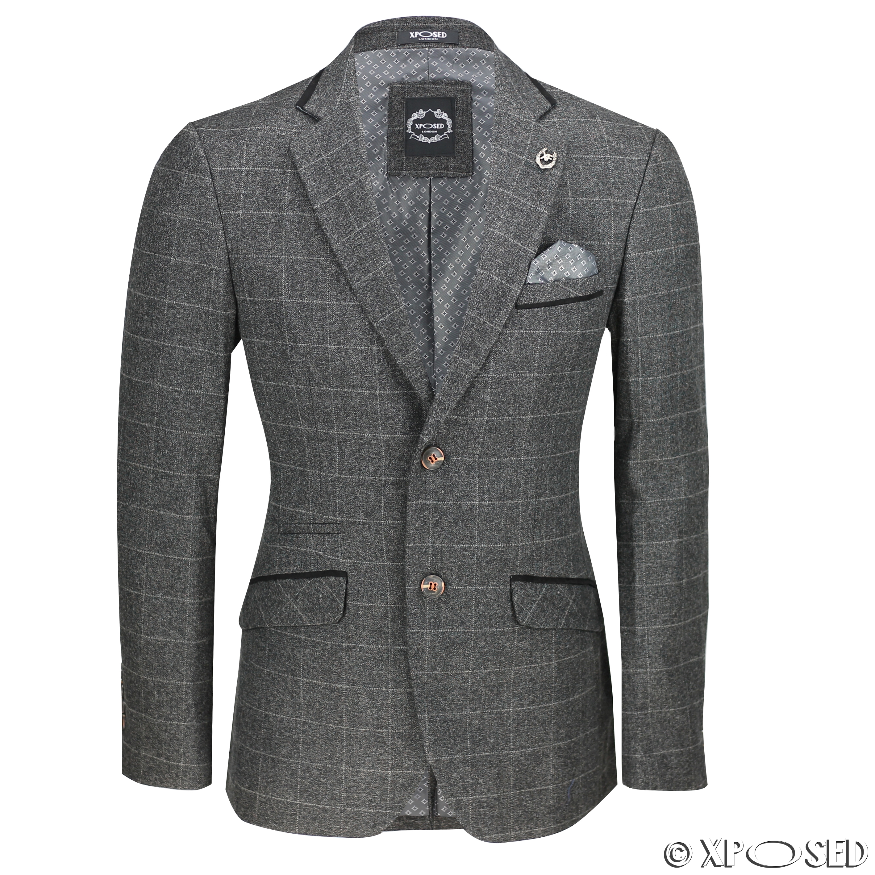 New Mens Grey Tweed Check 3 Piece Suit Sold Separately Blazer Trouser Waistcoat 