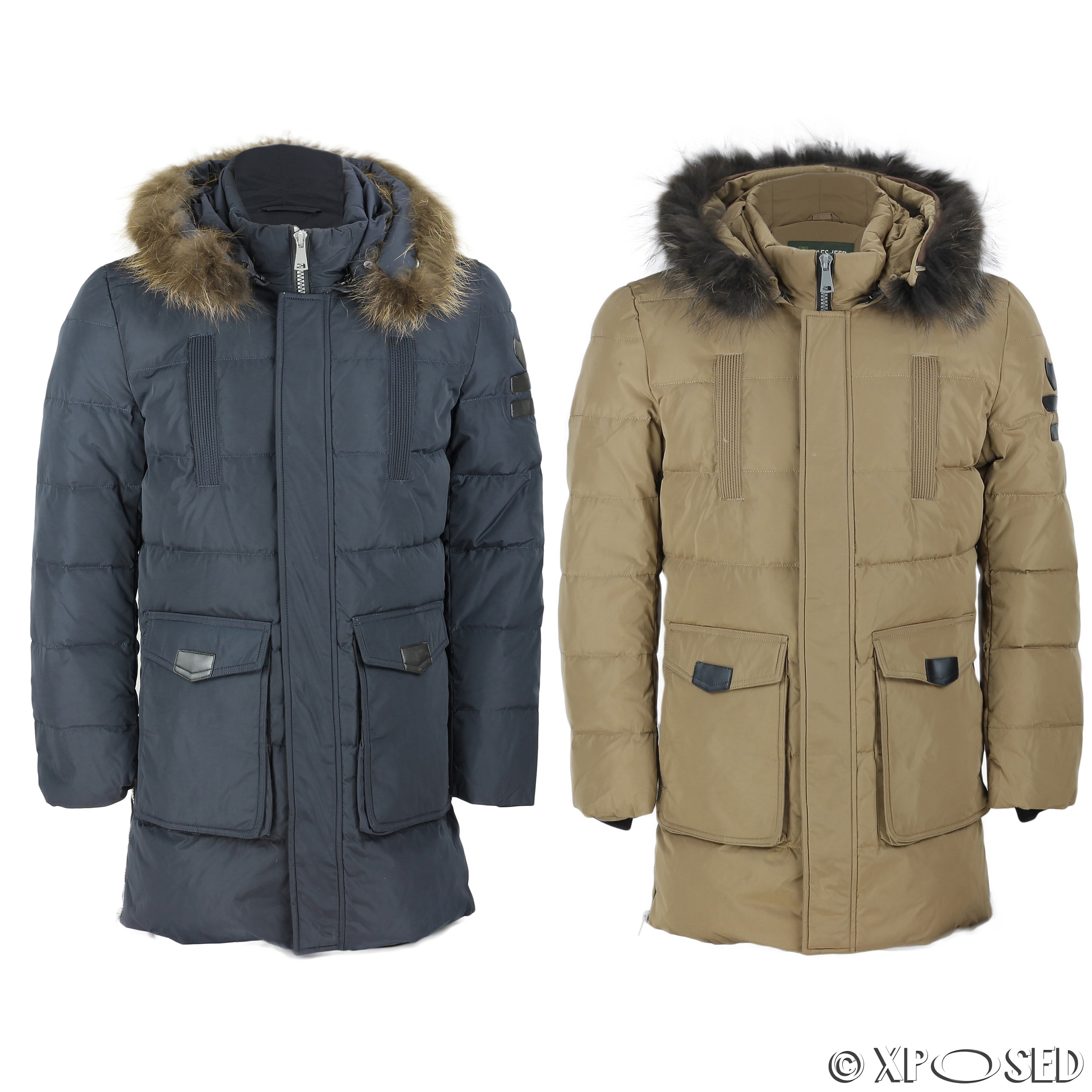 mens padded fur hood jacket