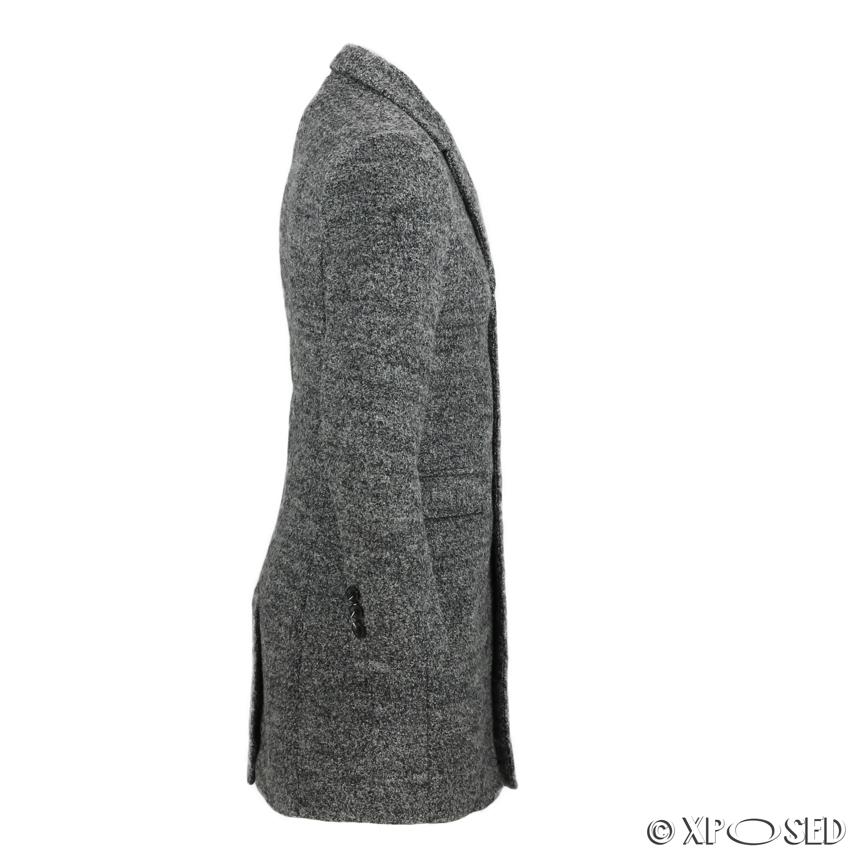 New Mens Vintage Grey Tweed 3/4 Long Winter Overcoat Smart Formal ...
