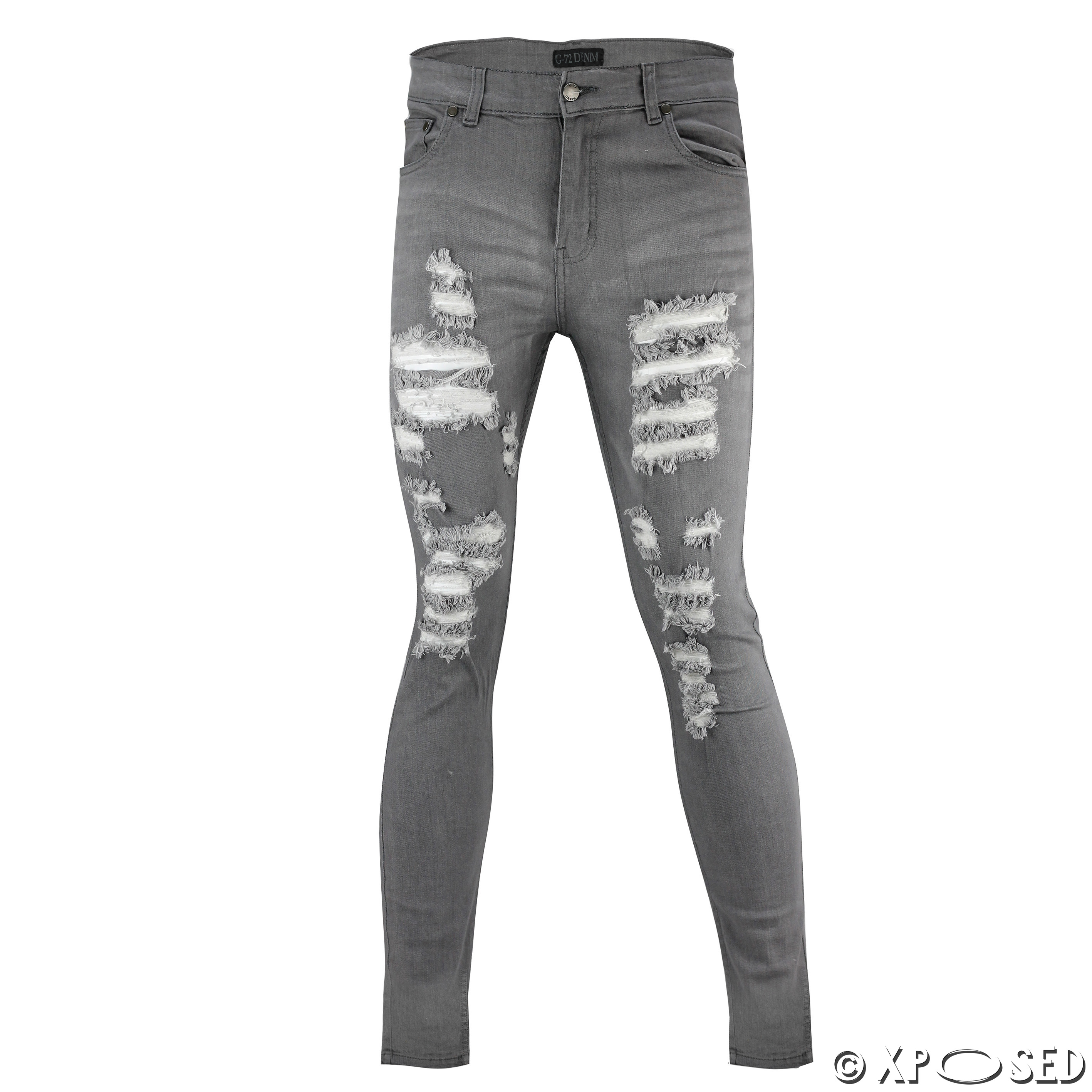 mens grey ripped skinny jeans