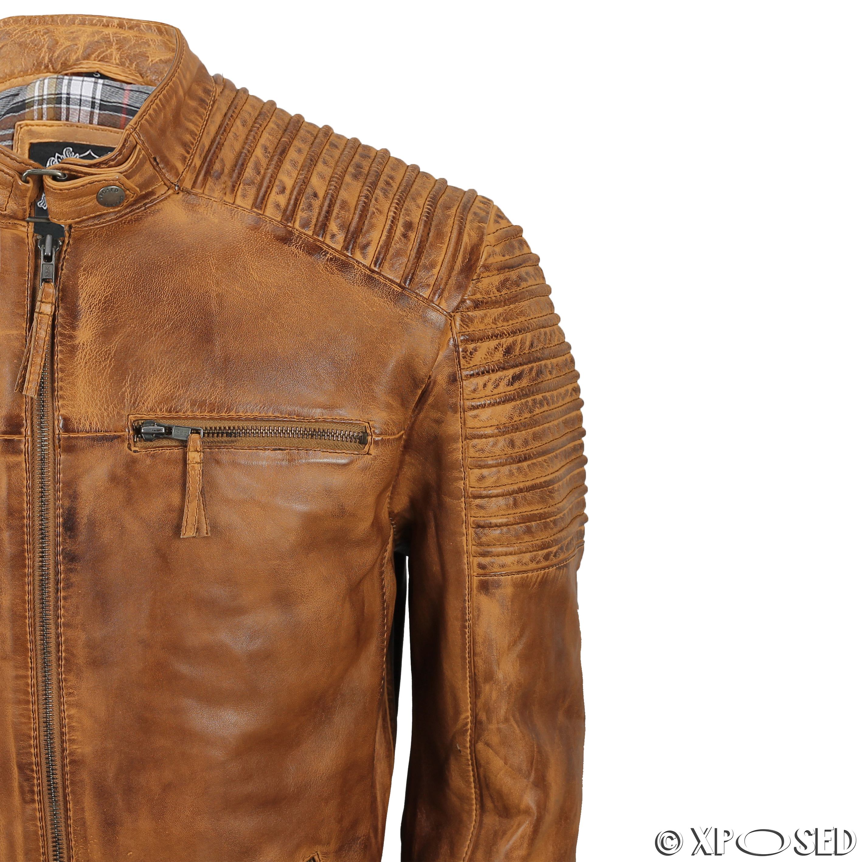 Mens Genuine Real Leather Biker Jacket Vintage Moto Style Distressed ...