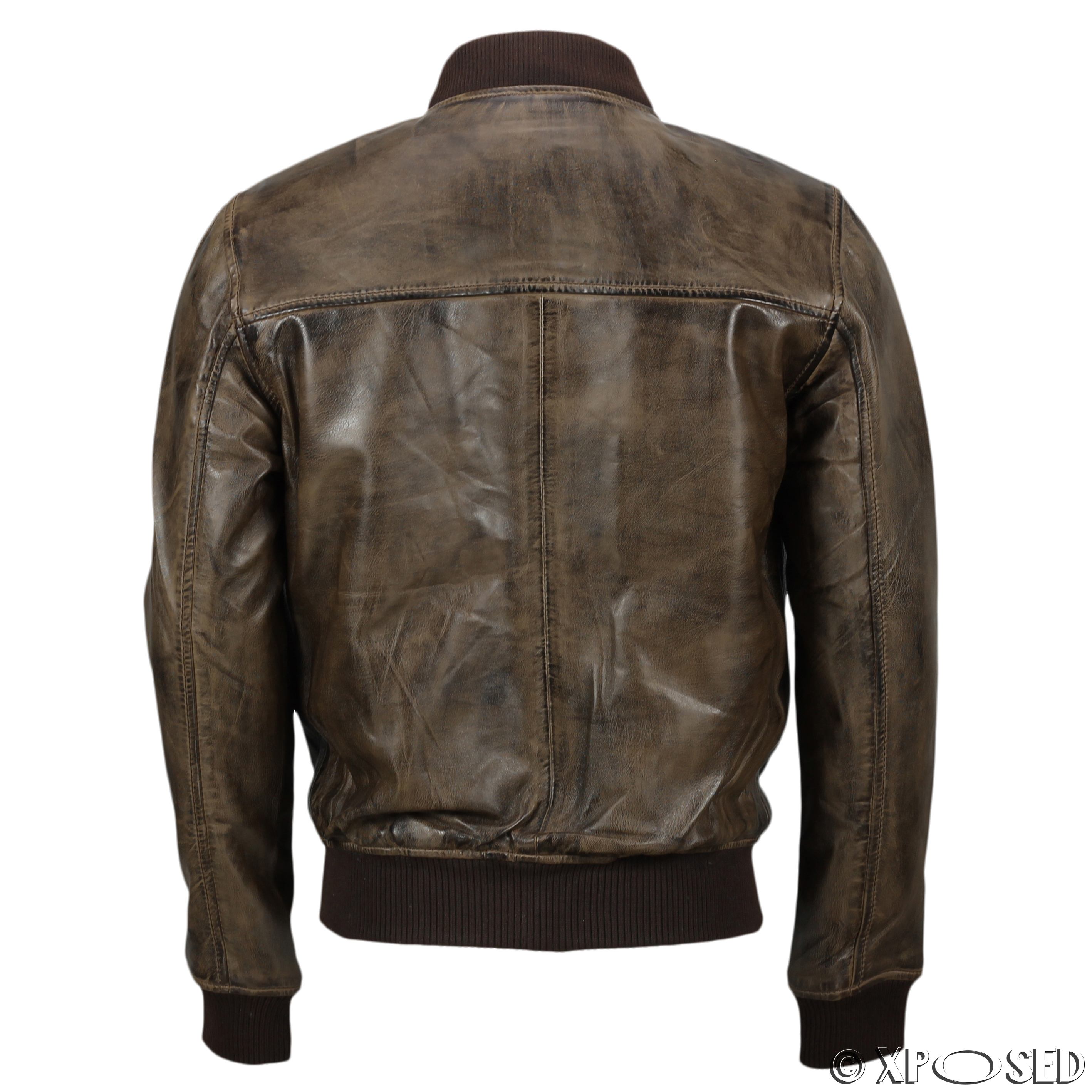 New Mens Soft Real Leather Bomber Jacket Vintage Biker Style in Black ...